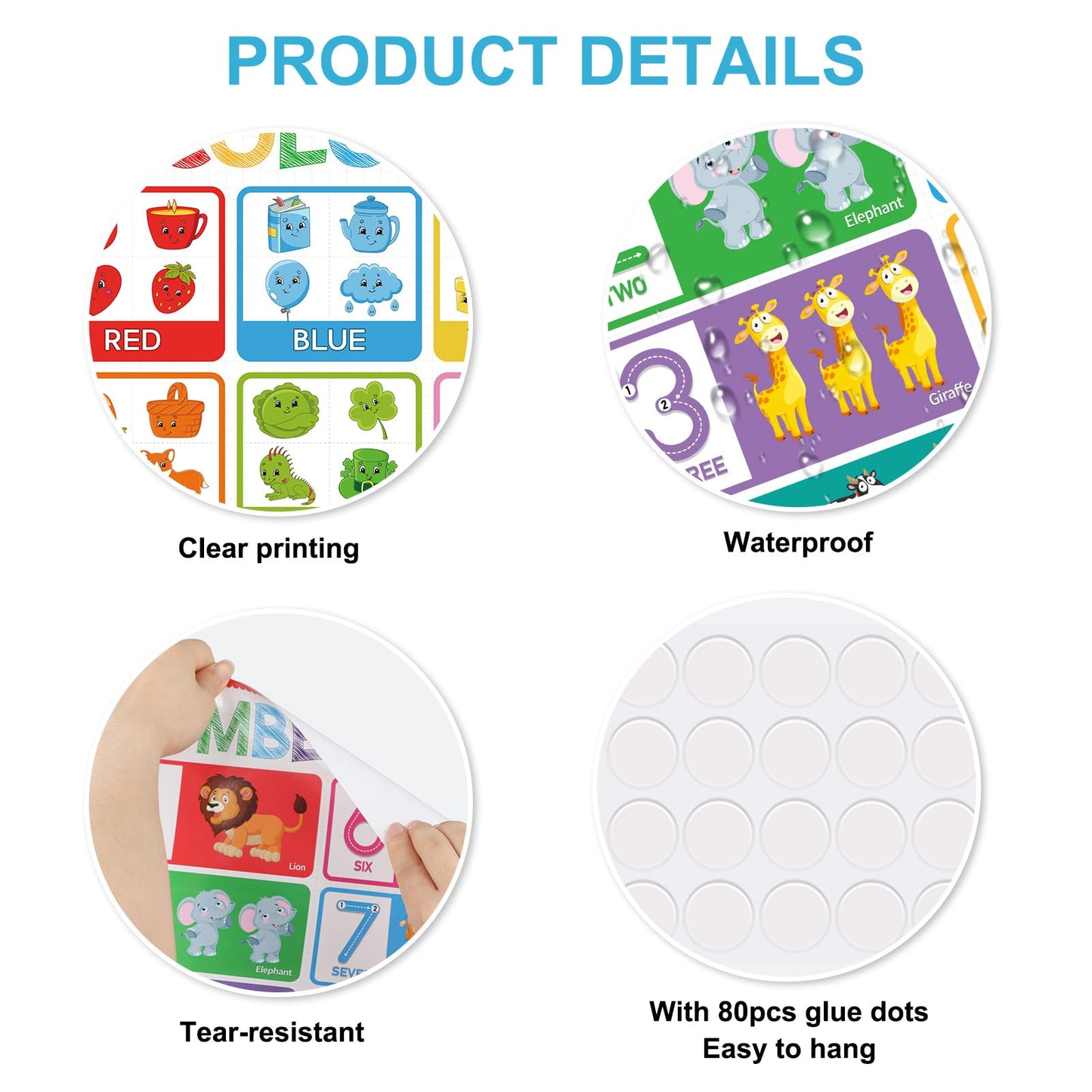 FaCraft 16 Educational Posters for Classroom - Kindergarten Preschool Elementary Classroom Must Haves - Laminated Learning Posters for Toddlers 1-3,Class Supplies Wall Decor, Voice Level Chart, ABC