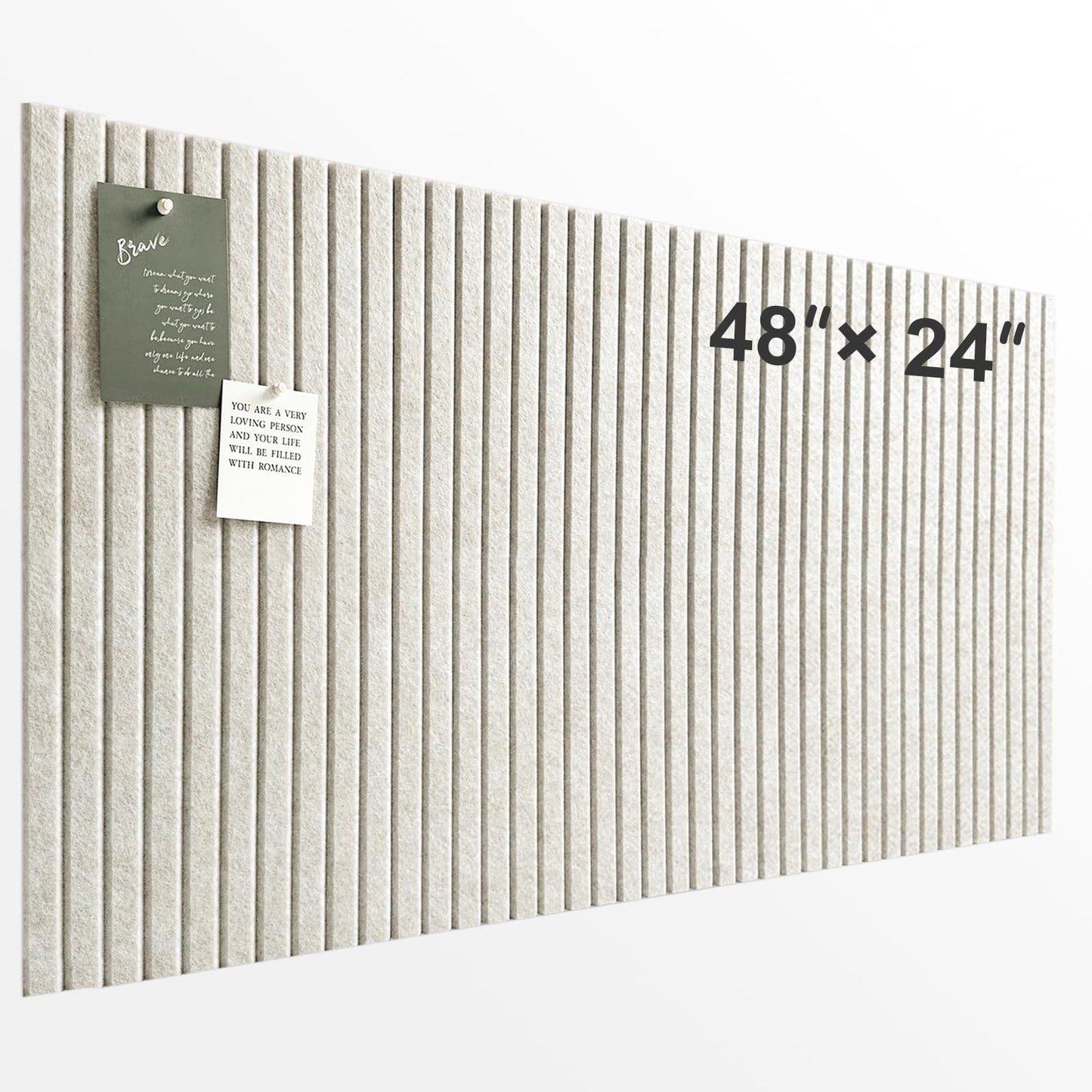 Large Cork Board for Office, 8 Pack Felt Wall Tiles with Slat Wall Paneling and Safe Removable Adhesive Tabs, Felt Bulletin Board Pin Board Cork Boards for Walls - Oatmeal