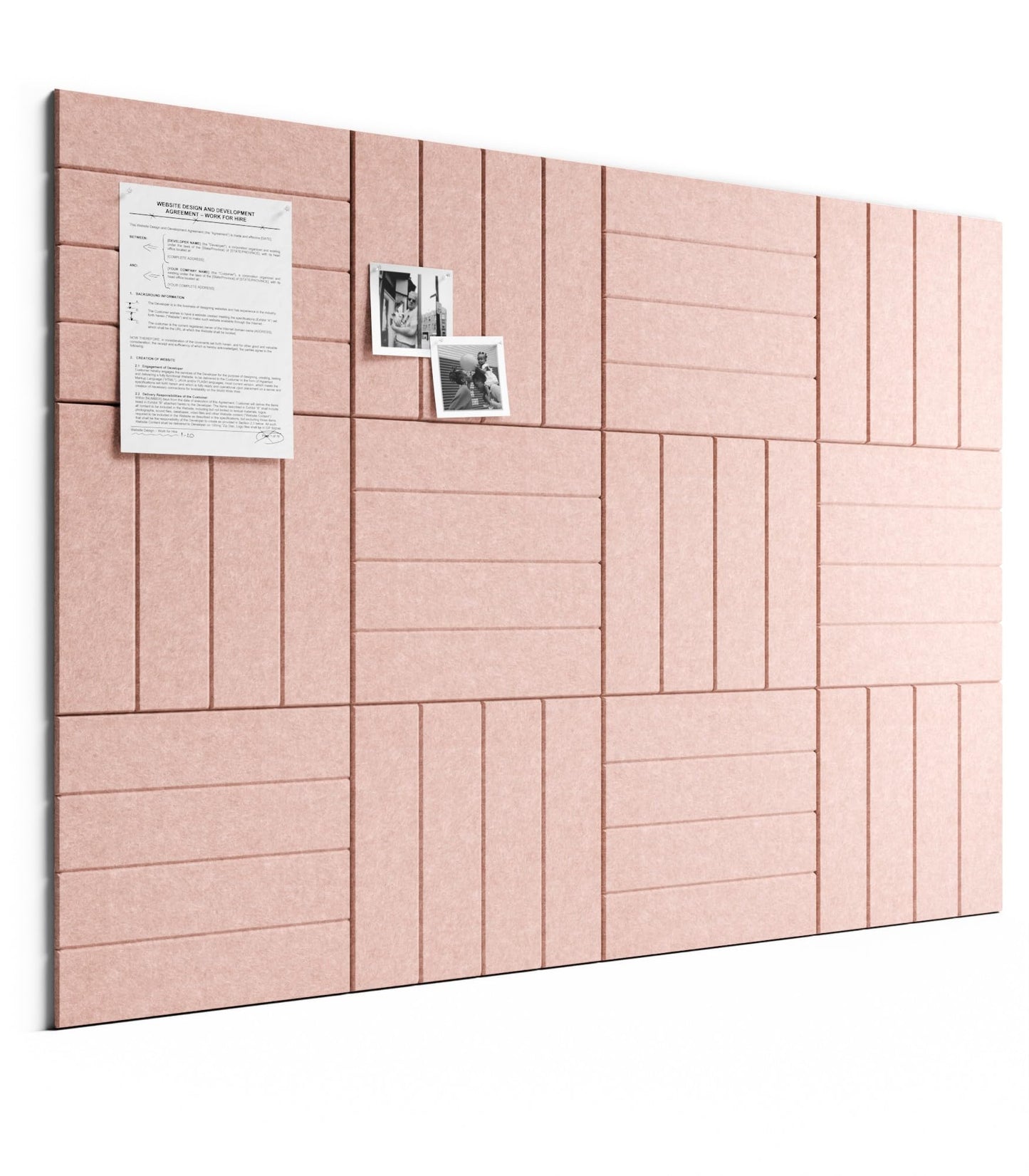 Bumusty Large Cork Board Alternative-48 x 36" Felt Bulletin Board Tiles, with 30 Pushpins, 70 Adhesive Tabs, Bold-Stripe 12-Pack, Cork Boards for Office Push Pin Board Felt Board-Pink