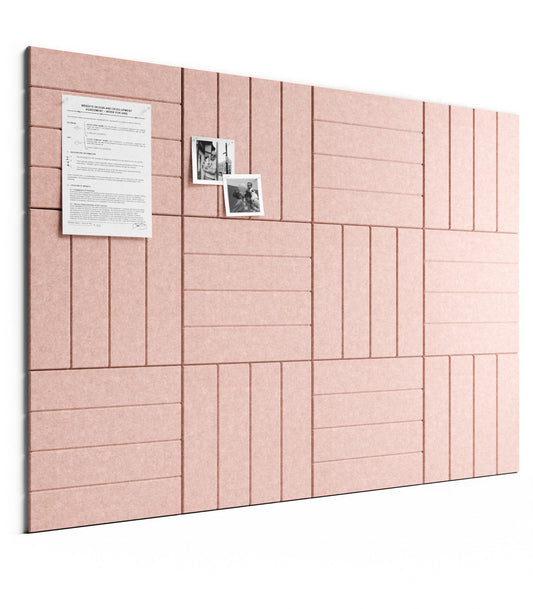 Bumusty Large Cork Board Alternative-48 x 36" Felt Bulletin Board Tiles, with 30 Pushpins, 70 Adhesive Tabs, Bold-Stripe 12-Pack, Cork Boards for Office Push Pin Board Felt Board-Pink