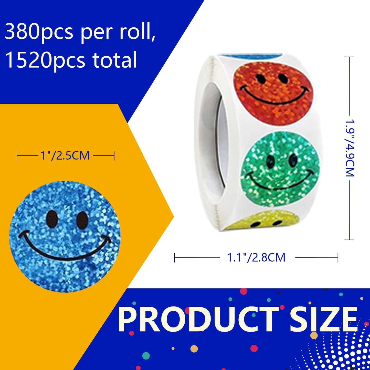 Minizoo 1500 Pcs 1.0Inch Gold Star,Smiley Face and Heart Stickers for Kids Reward,Behavior Chart,School Classroom Student Teacher Supplies Gift