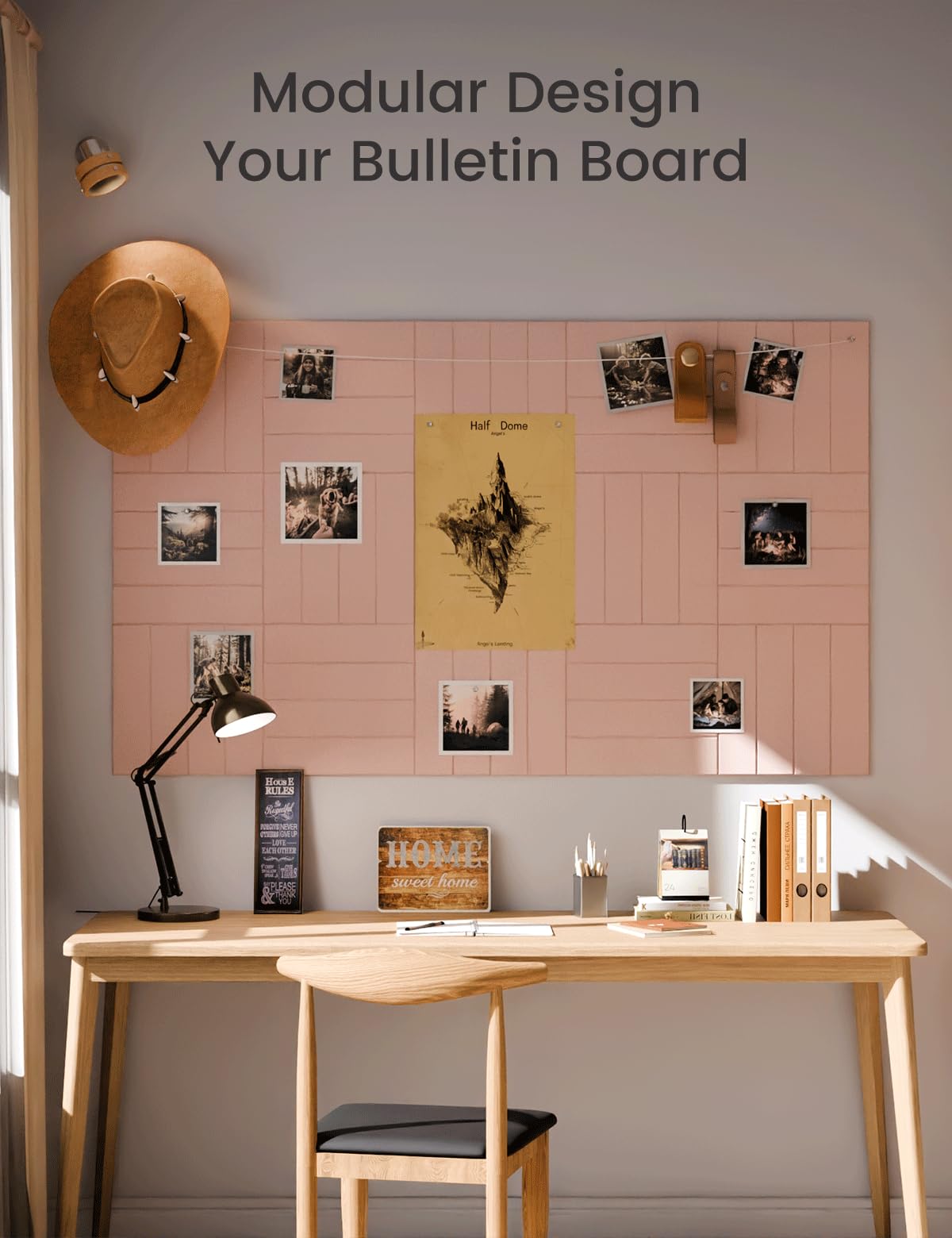 Fluxynara Felt Bulletin Board Tiles Large 48" x 36" Cork Board Alternative-12 Pack with 70 Adhesive Tabs, Thick Slat Wall Panels for Office Decor, Push Pin Board Wall Organizer Alternative -Pink