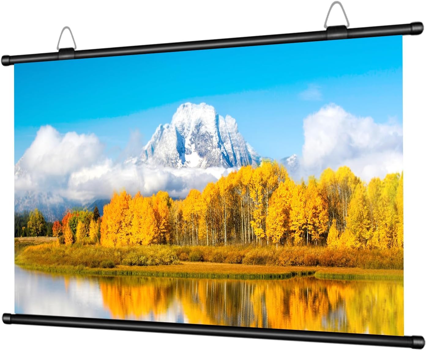 110 inch Projector Screen, XIAOHUI Portable Movie Projector Screen for Outdoor Indoor with 3 pcs Adhesive Hook, 4K Hanging Projection Screen for World Cup Room Wall, Anti-Glare, 16:9 HD