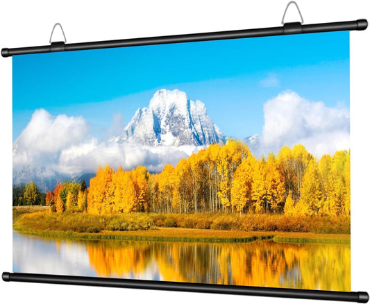 110 inch Projector Screen, XIAOHUI Portable Movie Projector Screen for Outdoor Indoor with 3 pcs Adhesive Hook, 4K Hanging Projection Screen for World Cup Room Wall, Anti-Glare, 16:9 HD