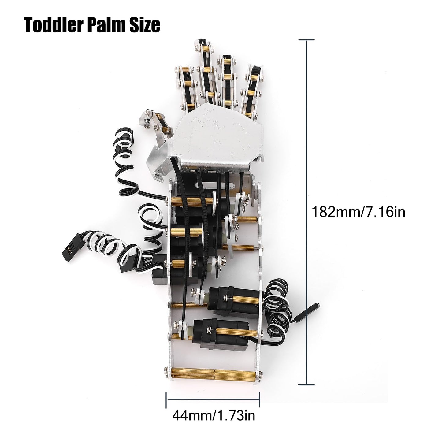 Robot Hand Kit, 5 Finger 180 Degree Movement Bionic Mechanical Arm DIY Kit with Analog Servos and Acrylic Aluminum Frame for Robotics Education and Secondary Development