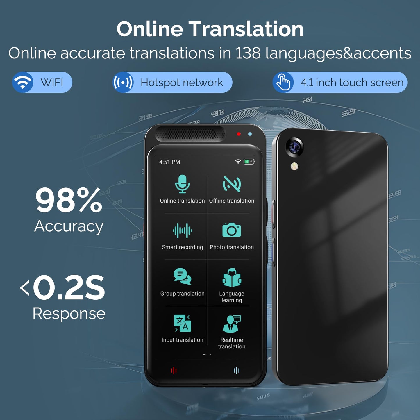 Language Translator Device No WiFi Needed, Two-Way Real Time Translator Device Upgraded ChatGPT, 150+ Languages Instant Translator, Offline&Text&Photo&Voice Translation for Travel Business Learning