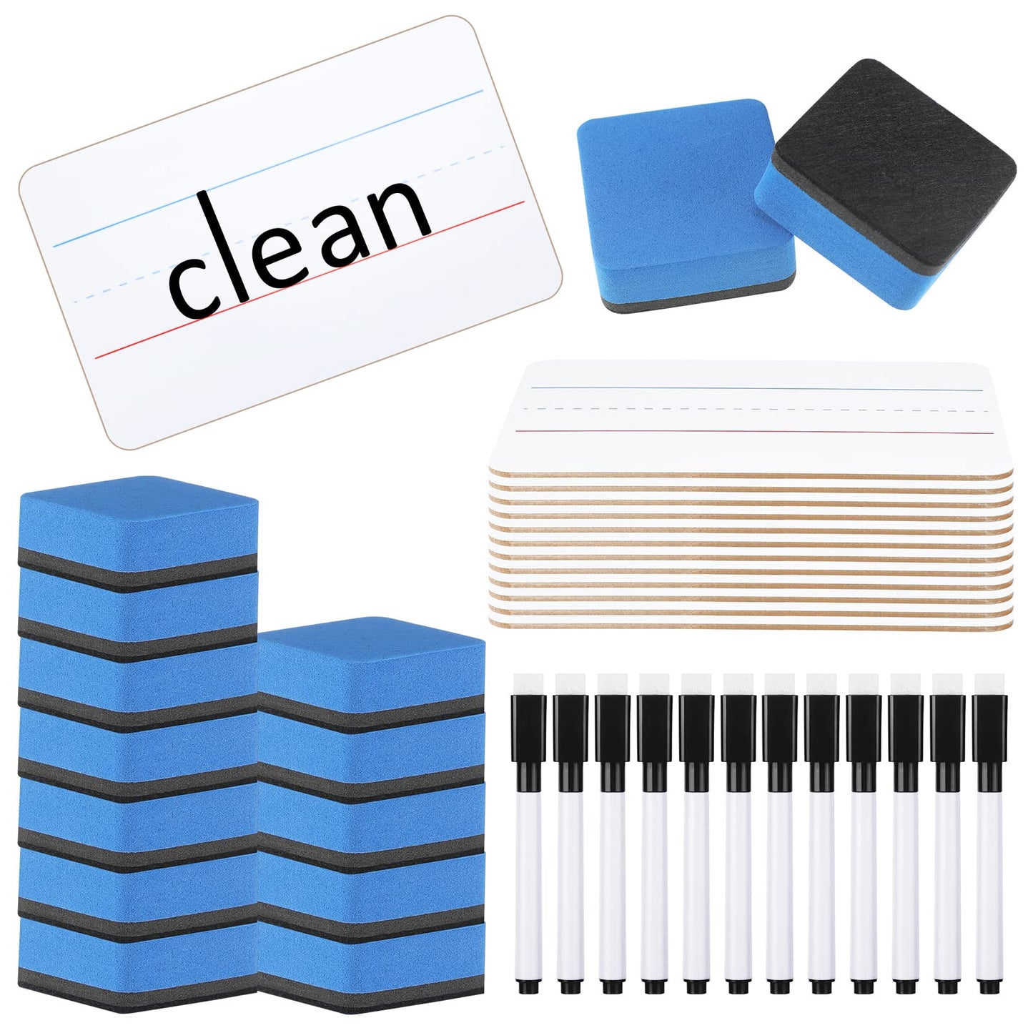 Colarr 12 Sets Mini White Boards 6"x 9" Dry Erase Boards Classroom Pack Includes Two Sided Small Whiteboards Markers, Lapboards Erasers for Teachers Students School