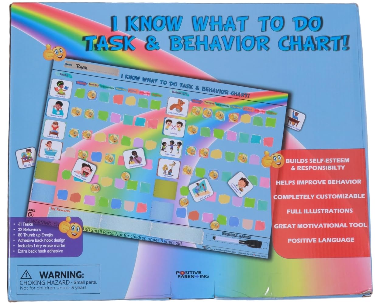 Thought-Spot Behavior Reward Chart for Kids | Chore & Behavior Chart with 41 Task Pieces, 32 Behavior Pieces & 80 Reward Pieces | Motivational Tool for Responsibility, Good Habits & Toddler Routine