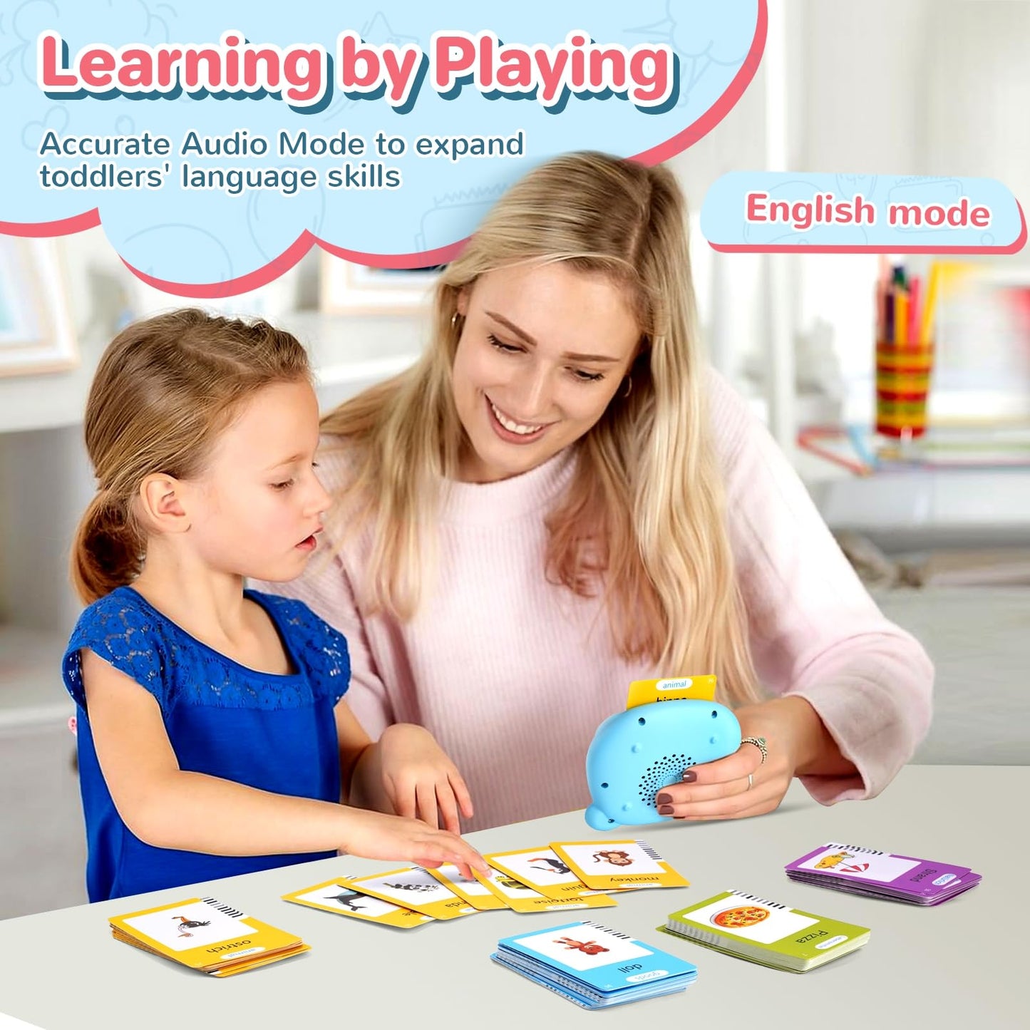 English Talking Flash Cards for Toddlers, 510 Sight Words for Learning Toys, Montessori Toys, Pocket Speech for Therapy Toys, Children's Sensory Preschool Birthday Gift for 1-6 Years Old Boys & Girls