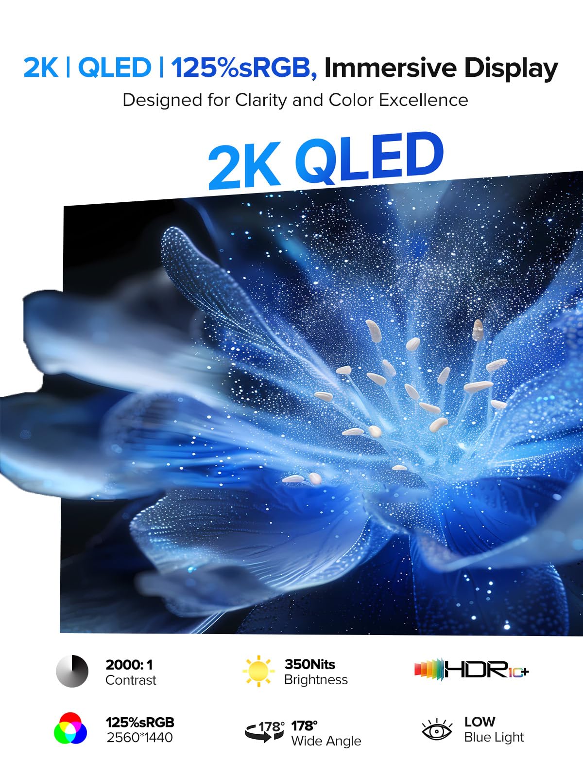 UPERFECT QLED Portable Monitor Touchscreen 24.5'' 165Hz Gaming Monitor 2K 125% sRGB 2000:1, FreeSync 0.1ms, Built-in 180° Adjustable Stand/VESA, USB-C HDMI Second Screen for Laptop PC Game Console