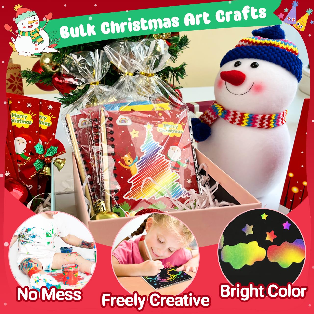 ZMLM Rainbow Scratch Party Favors Kids: Classroom Birthday Gifts Toy Bulk Scratch Art Notebook 24 Pack Goodie Bags Stuffers Girls Boys Classroom Prizes Student School Stocking Stuffers (Christmas)