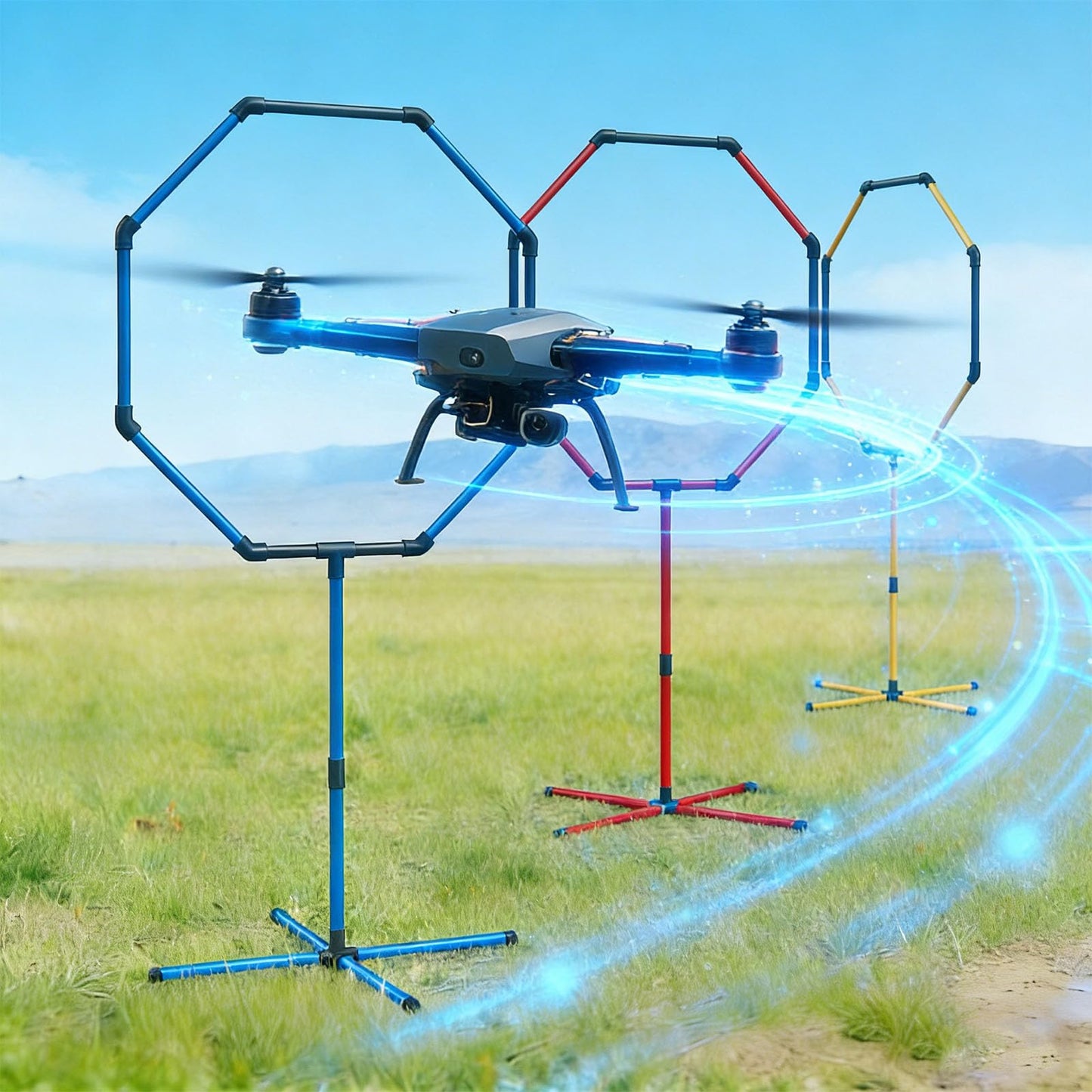 Drone Obstacle Course Gate Kit - 3 Different Sizes FPV RC Racing Game Loop Gates, Easy to Build & Carry Competition Set for Kids & Adults