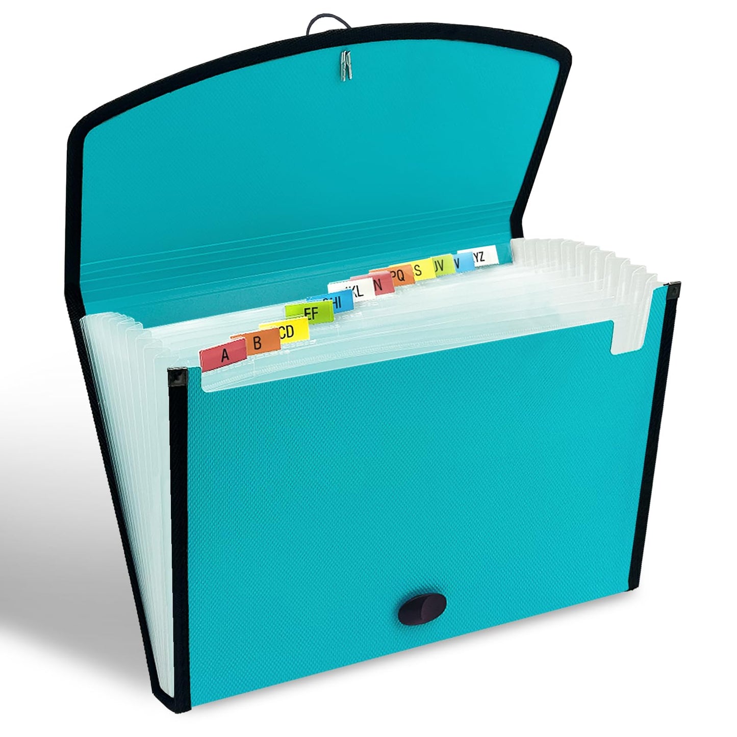 H4D 13-Pocket Accordion File Organizer with Mesh Pocket, Expanding File Folder with Tabs, Expandable Document Organizer for Home Office School, Letter Size, Teal