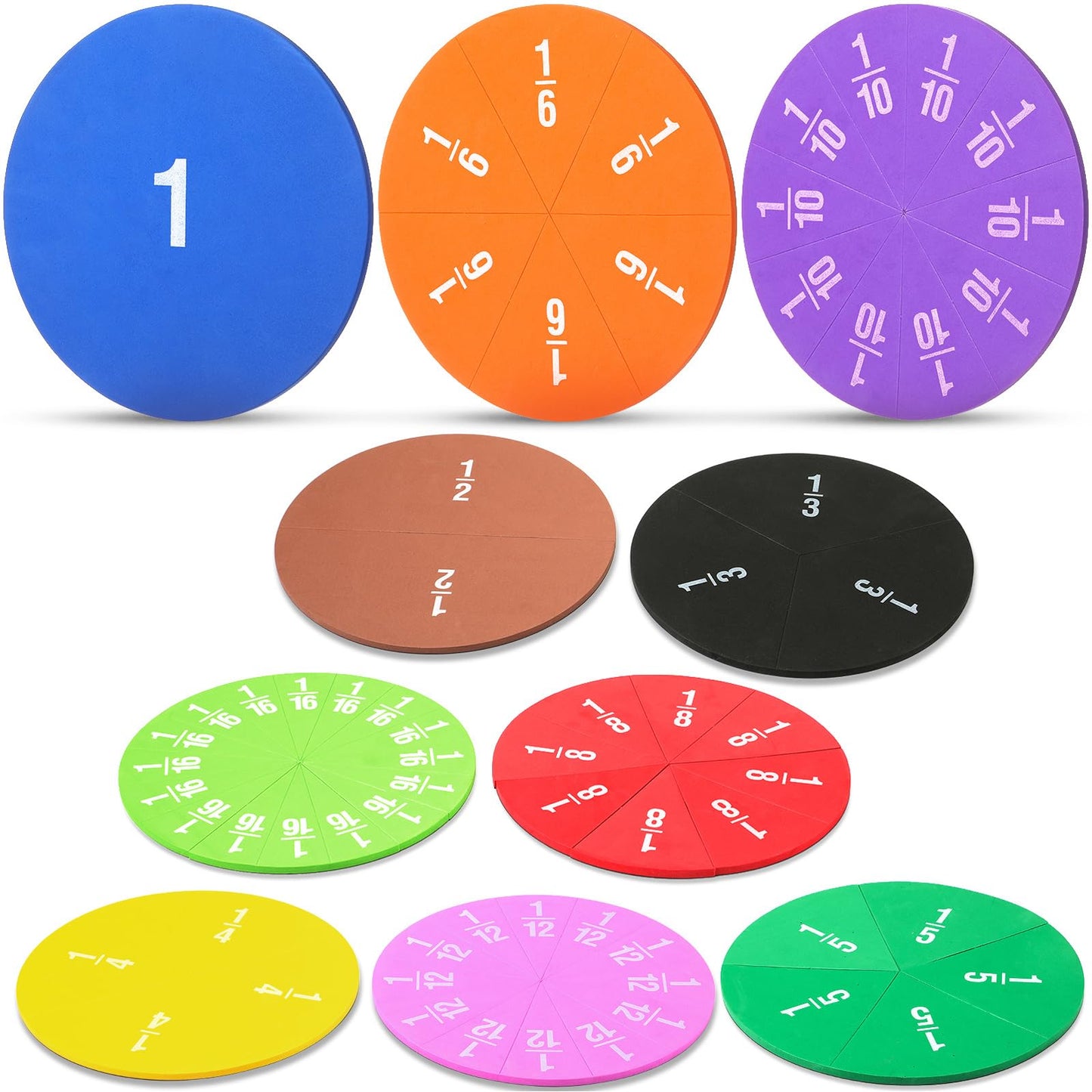 Sayglossy Jumbo Magnetic Fraction Circles Set for Rainbow Teacher Math Manipulatives for Learning Large Education Visuals Fraction Games Supplies 8 Inches Diameter