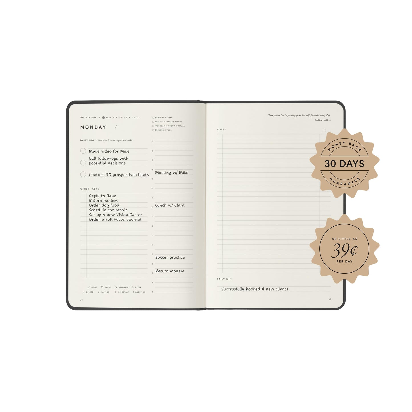 Full Focus Sienna Linen Planner by Michael Hyatt - The #1 Daily Planner to Set Annual Goals, Increase Focus, Eliminate Overwhelm, and Achieve Your Biggest Goals - Hardcover