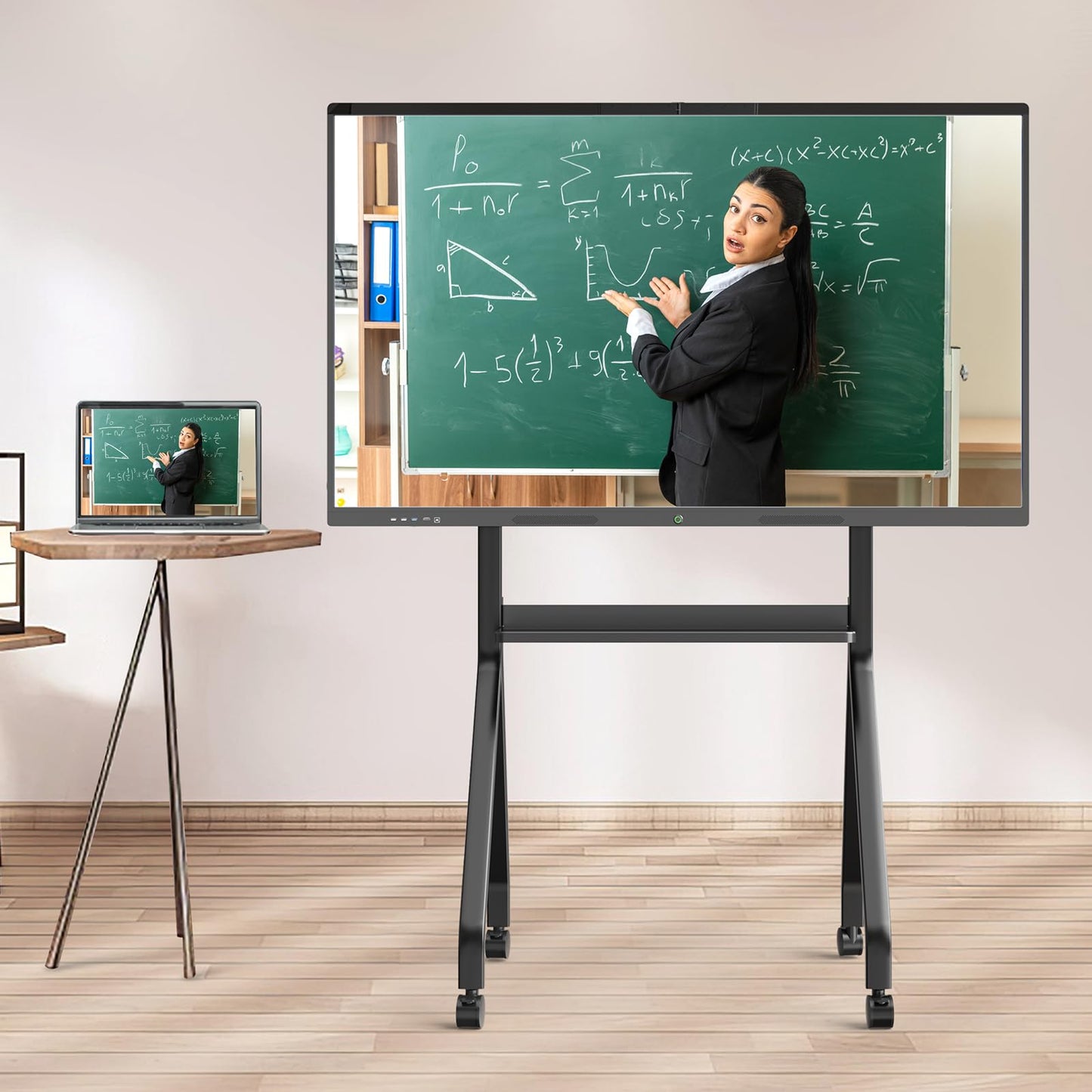 YCKJNB Smart Board Portable Stand with Four Lockable Wheels for Interactive Whiteboard 75-85 Inch, Home School Office