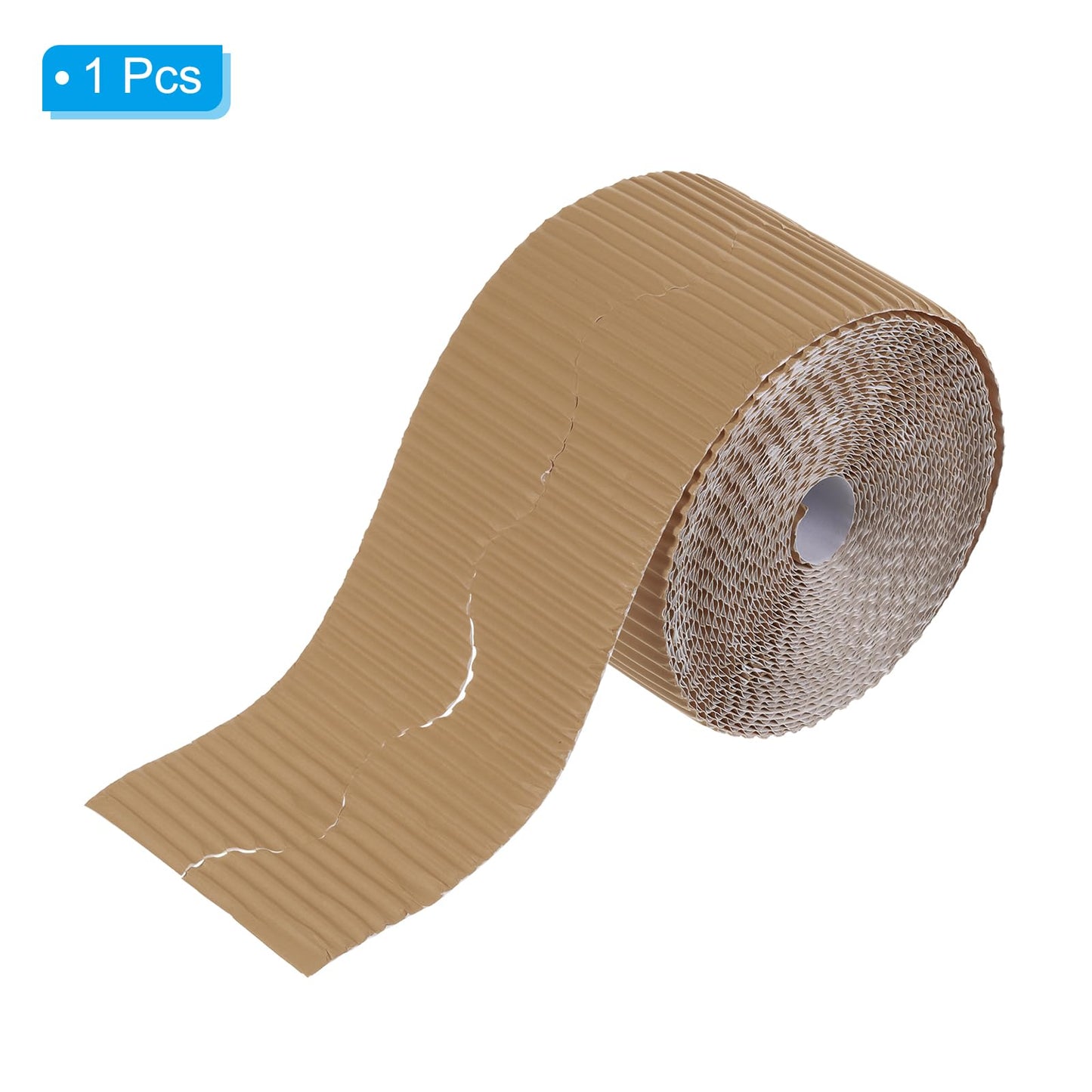 PATIKIL 3.9inch x 49.2ft Bulletin Board Border, Scalloped Trim Paper Corrugated Paper for Locker Classroom Decor Black White Cork Poster Boards, Light Brown