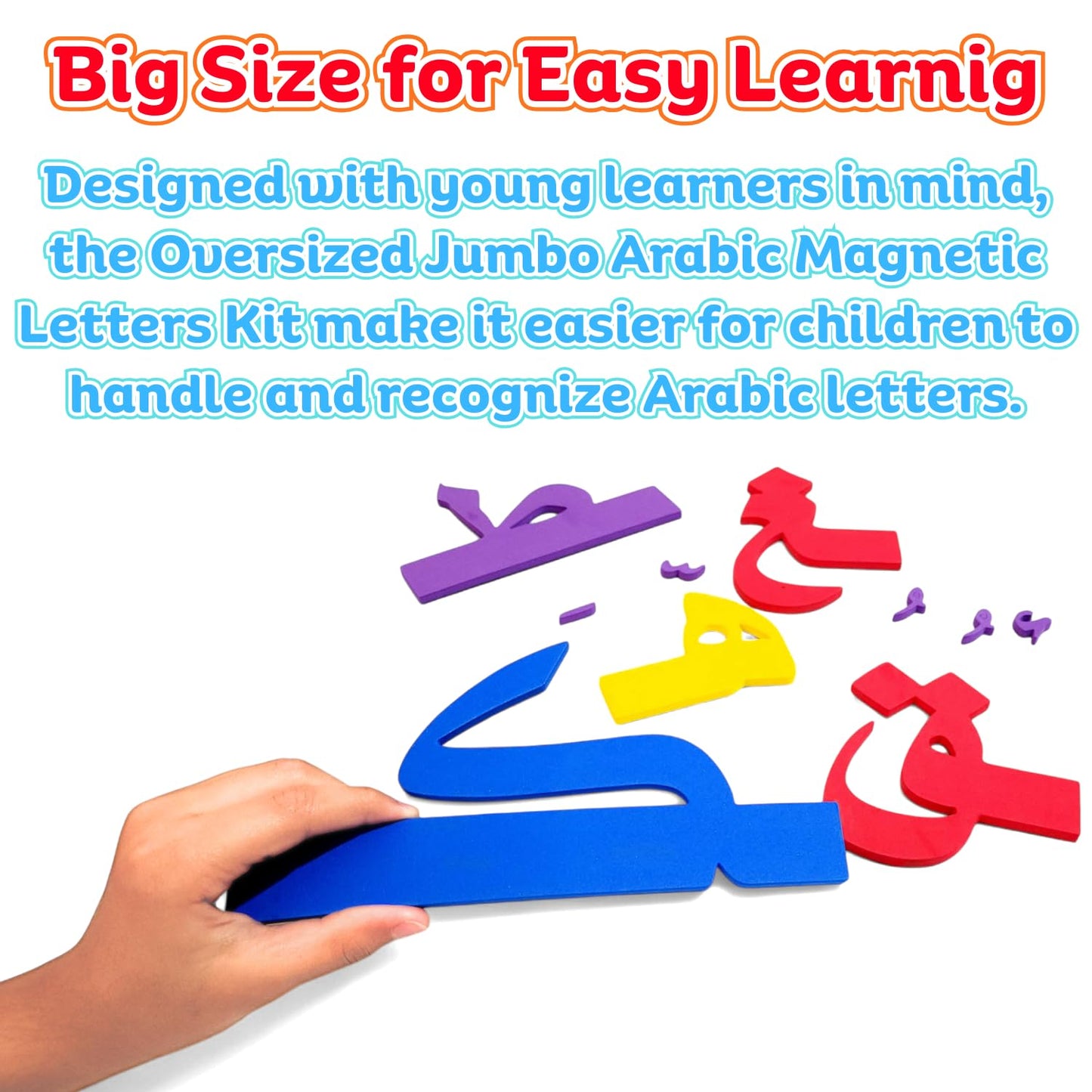 Big Size Arabic Magnetic Letters Kit for Classroom with Arabic Flash Cards, Soft Foam Extra Large Arabic Magnetic Letters for Classroom Whiteboard, Jumbo Arabic Alphabet Set for Teaching Classes