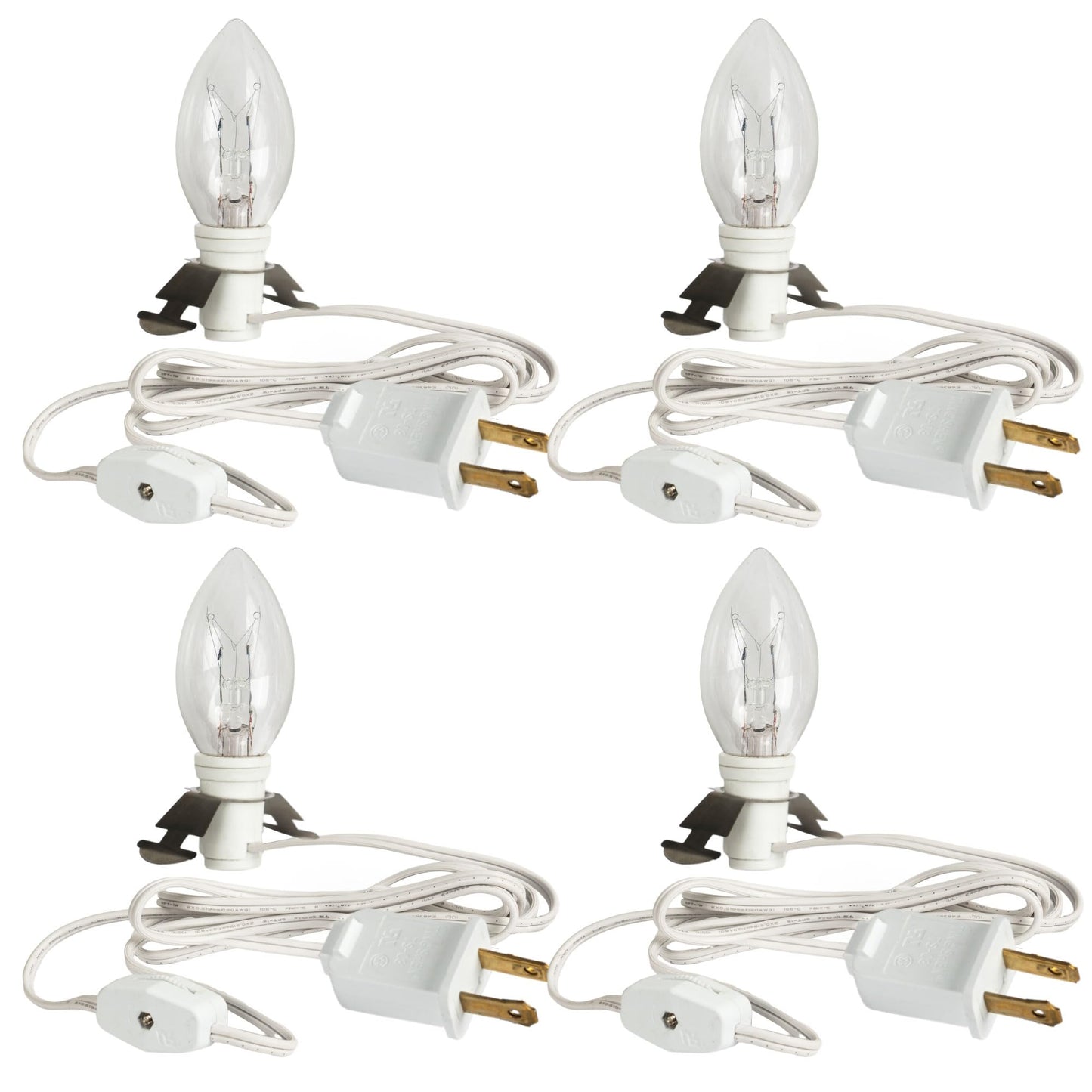 Dazzle Bright 4 Pack Accessory Cord with E12 Socket, Warm White Incandescent Bulbs, Model 31001A-09