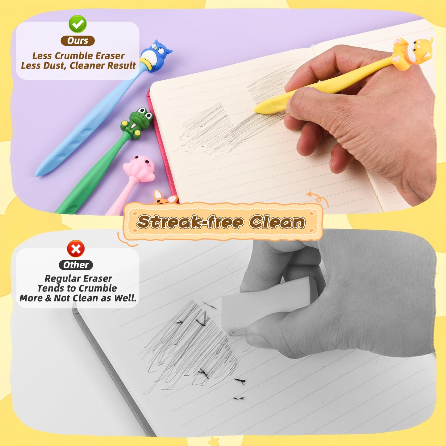 48 Pcs Cute Animals Bobblehead Eraser for Pencils Kawaii Erasers Cute School Supplies Fun Cartoon Erasers Back to School Supplies Birthday Classroom Gifts