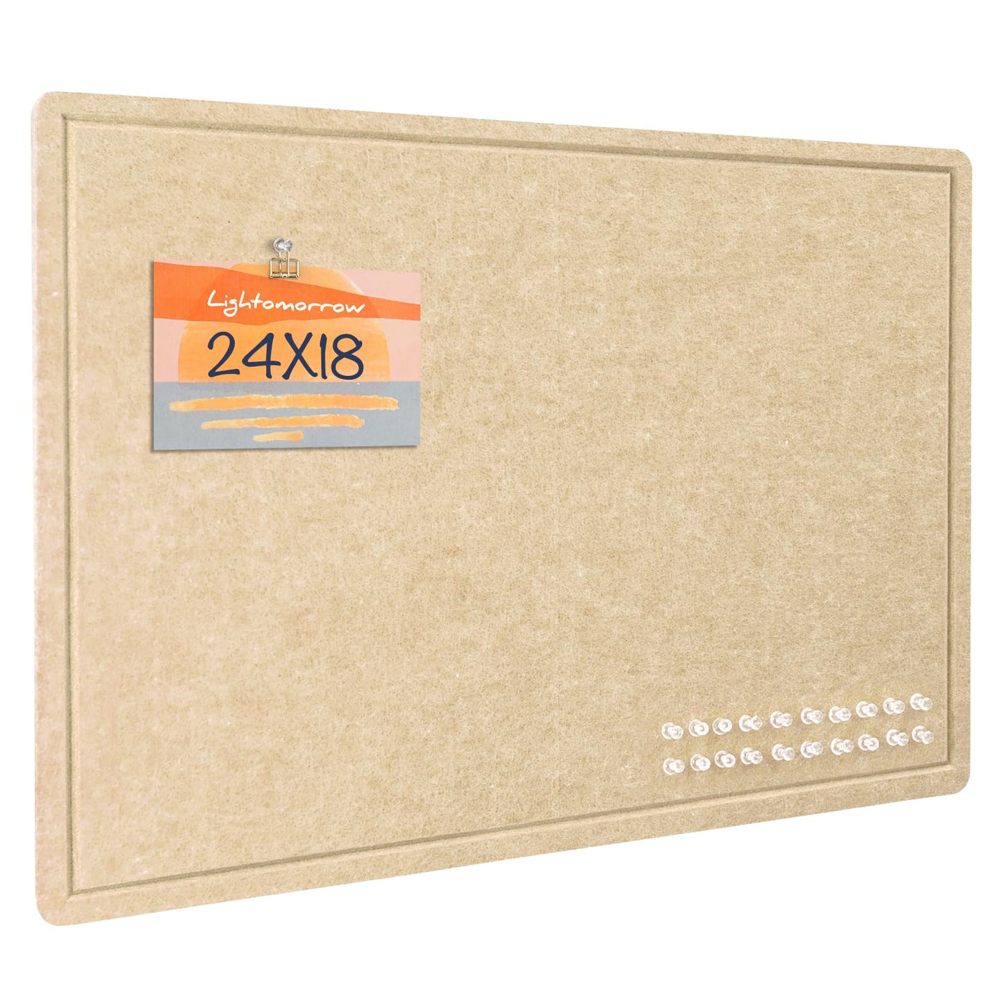 Lightomorrow Bulletin Board, 24 x 18 inches Decorative Felt Pin Board, Cork Board Alternative for Wall, Foldable Photo Board with 20 Pushpins - Beige Brown