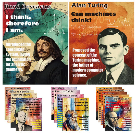 Magictodoor Mathematician Posters Classroom Decor Set | Math Posters for Middle School, Bulletin Board Sets, and Decorations for Engaging Science Classrooms - 11x14 Size for Mathematics Enthusiasts