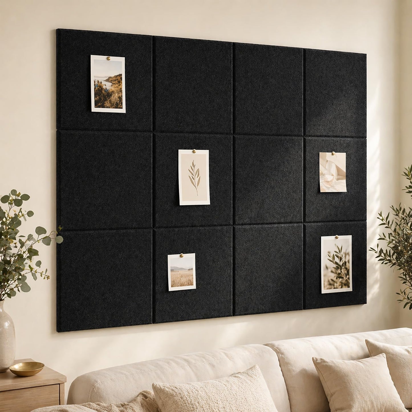 Baysola Felt Bulletin Board Panels 48 x 36 Inch Self Adhesive Wall Tiles Cork Board Alternative for Office Classroom Photos Notes 12 Pack