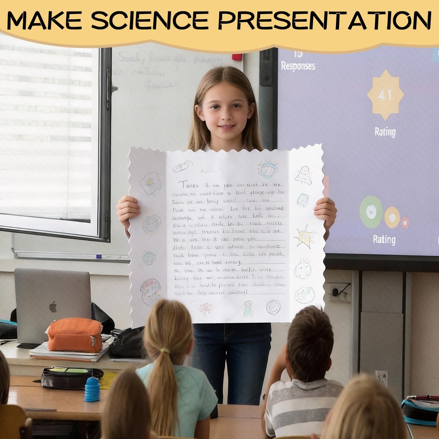 30 Pack 24" x 36" White Trifold Poster Board Bulk, Corrugated Foldable Tri-fold Display Board for Science Fair, School Projects, Presentations, Art, Business & Classroom Supplies