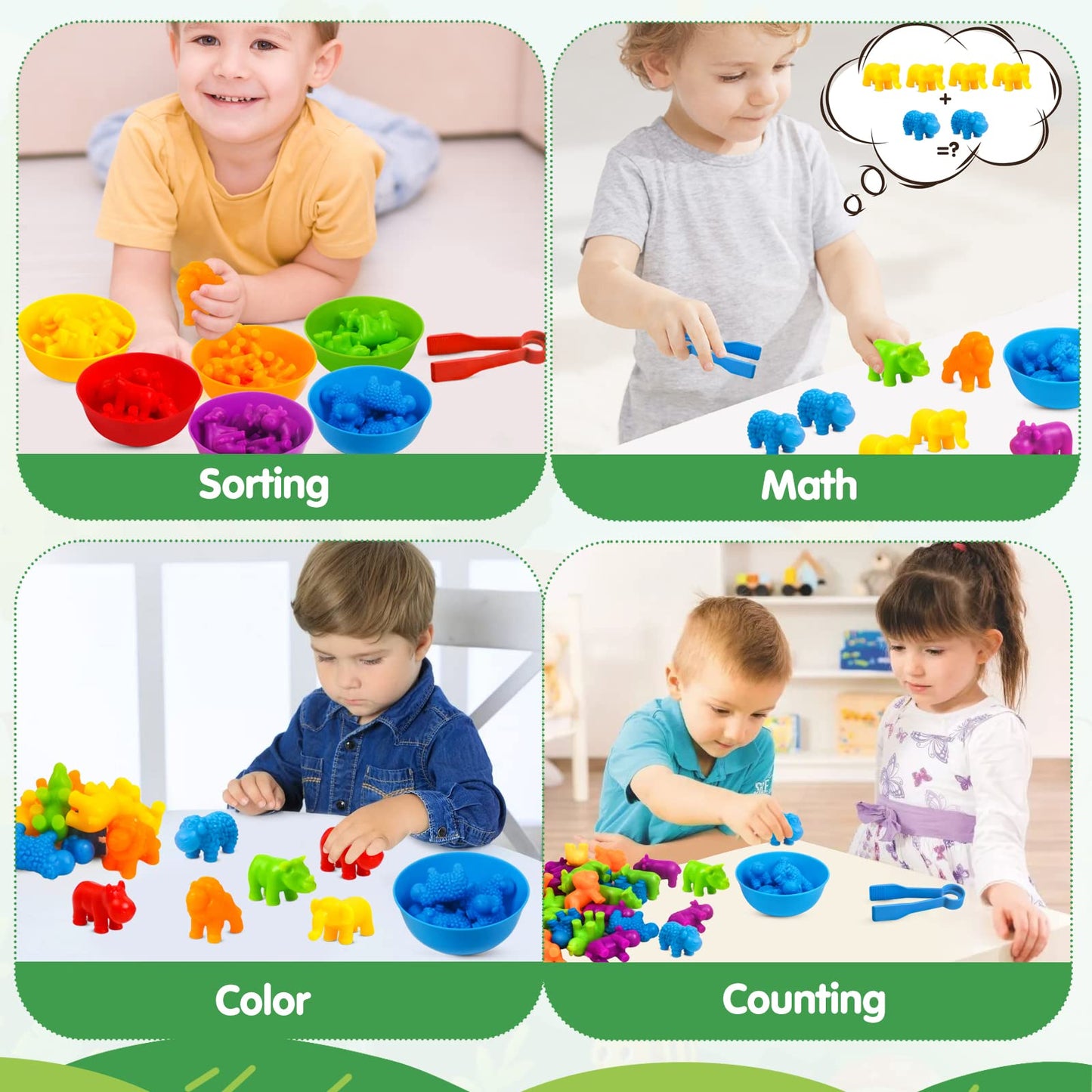 TSYAN Counting Toys Matching Game for Kids with Sorting Bowls Sensory Toys