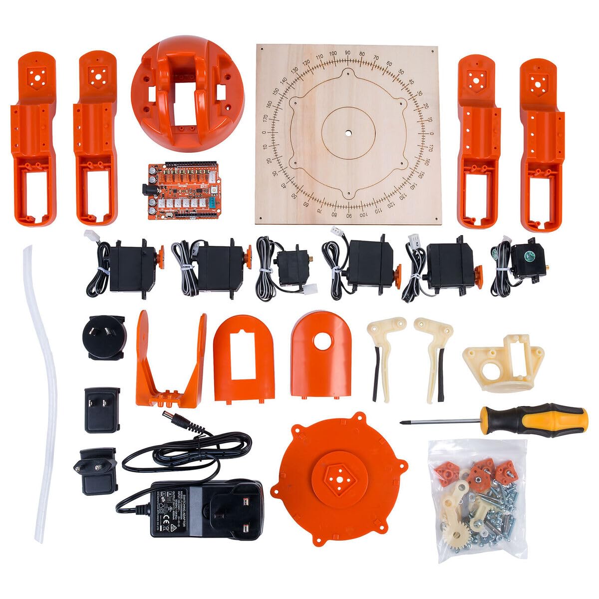 Arduino TinkerKit Braccio [T050000] – Fully Operational Robot Arm with Adjustable Configurations, 5V 4A Power Supply Included, High-Precision Servo Motors, Ideal for DIY Projects & Robotics Learning