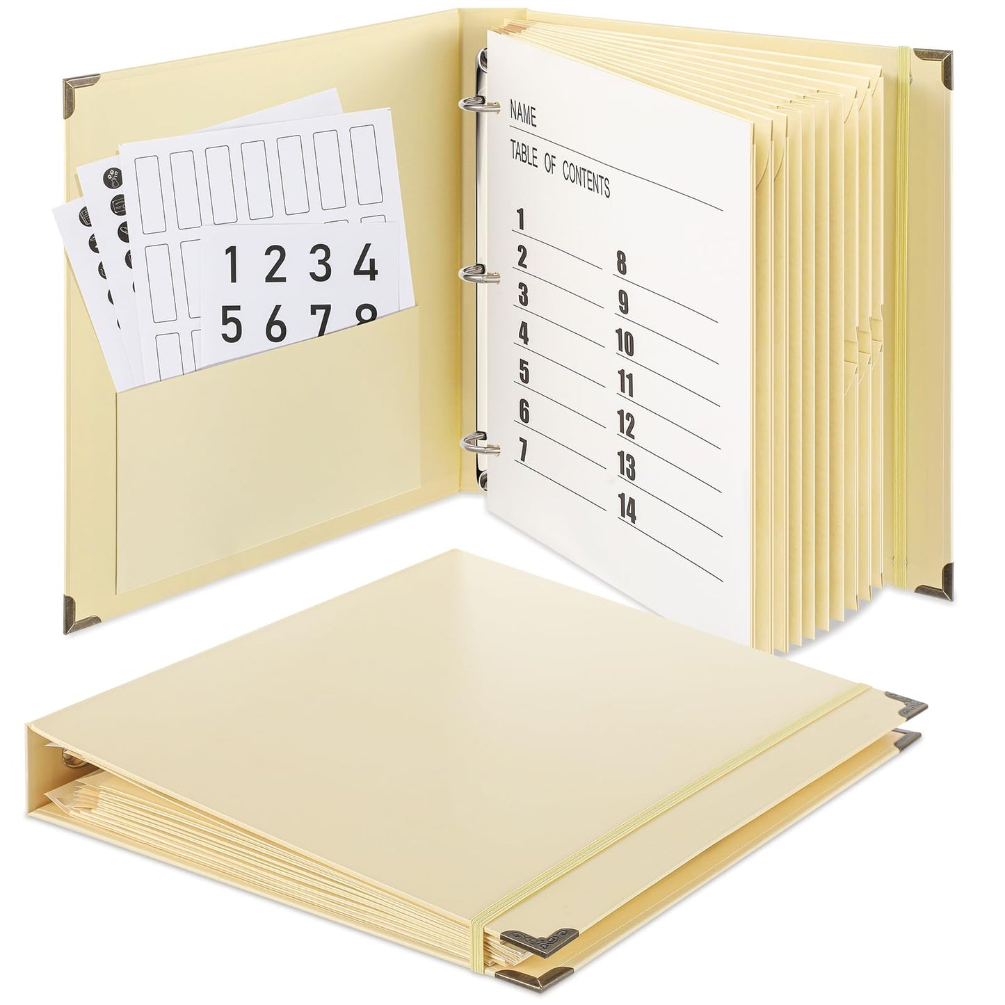 Marspark 3 Rings in Case I Die Binder Important Document Organizer with Labels, Life Pockets Organizer Expanding File Folder for Family Papers, Letters, Birth Certificates, Photos, Passports(Yellow)
