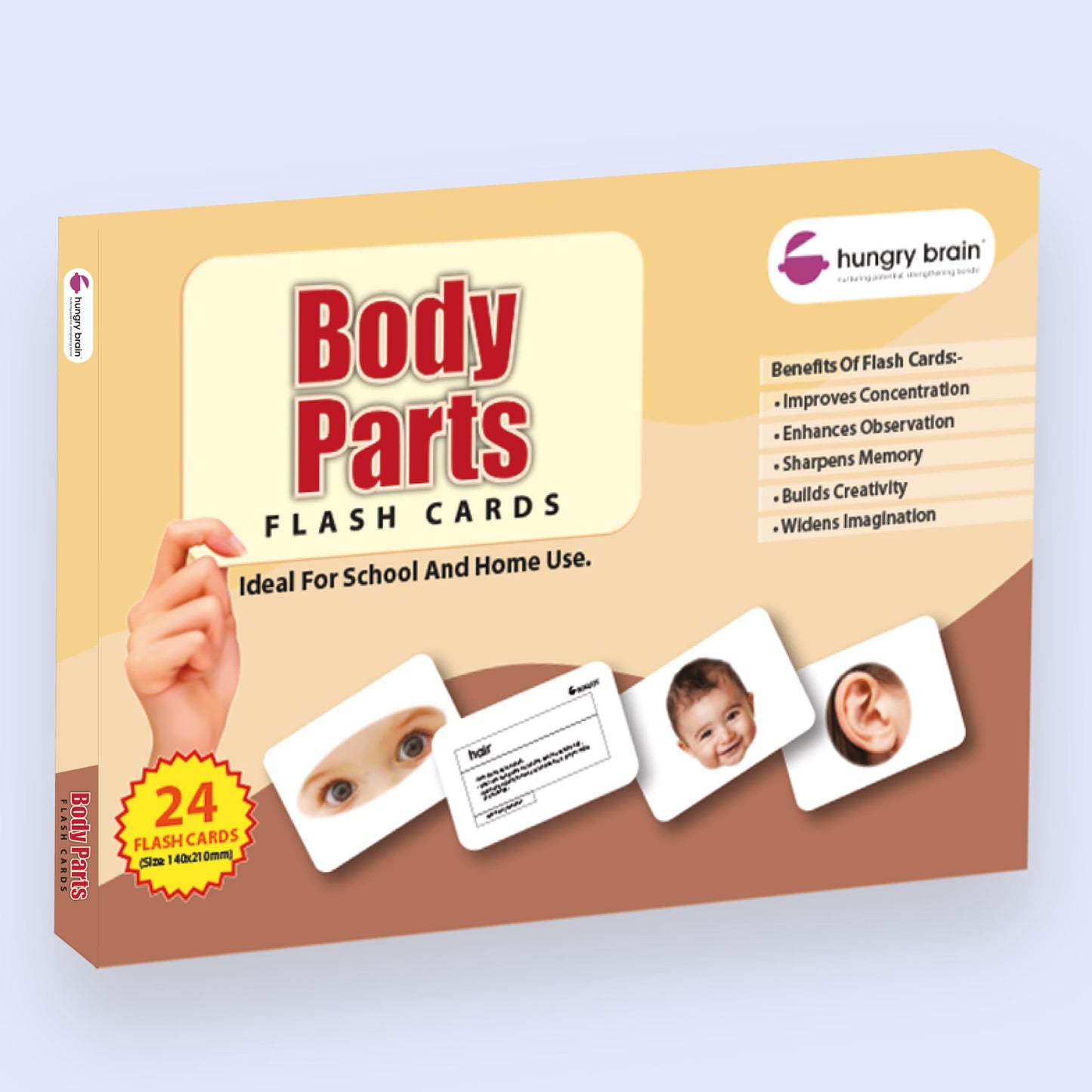 Hungry Brain Body Parts Flash Cards for Toddlers Ages 1-6 | Montessori Educational Learning Cards for Babies & Kids | Preschool Vocabulary, Speech Development, Early Learning & Homeschool Teaching Aid