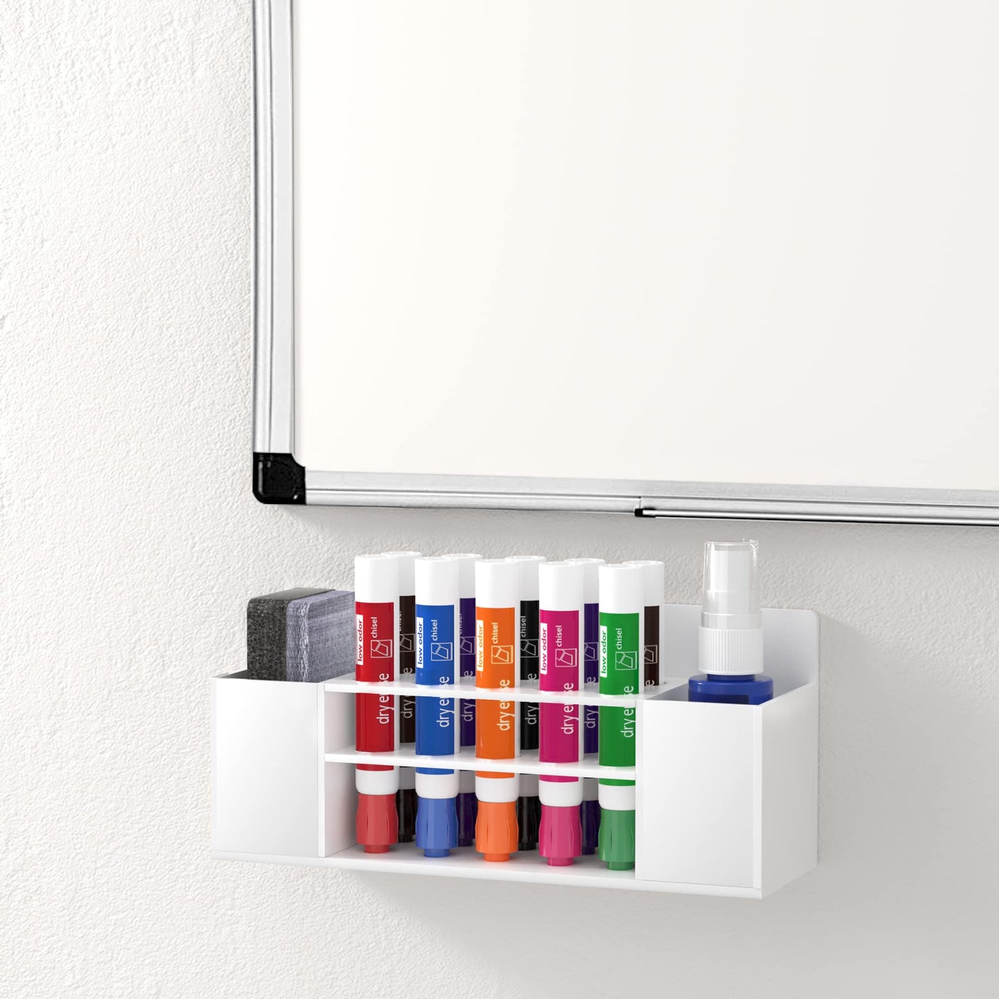 HBlife Acrylic Magnetic Dry Erase Marker Holder for Whiteboard, Wall Mount 10 Slots Magnet Pen Pencil Holder for Fridge Refrigerator, Locker Organizer Accessories for School Classroom Office, White