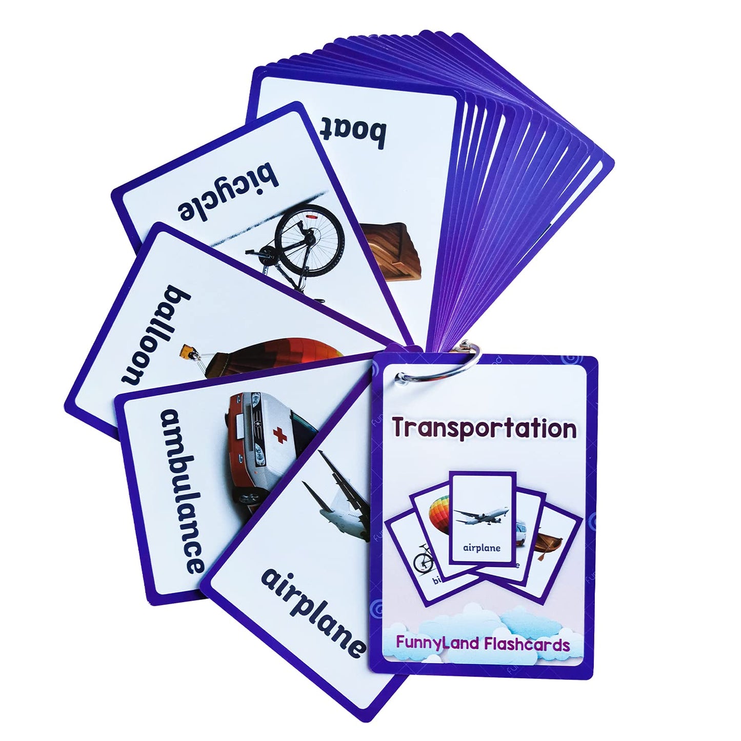 Lilias Transportation/Clothes/Occupations Flash Cards - English Words Pocket Card for Toddlers, Learning Toys, Supplies for Kindergarten Preschool, 3 Themes Set