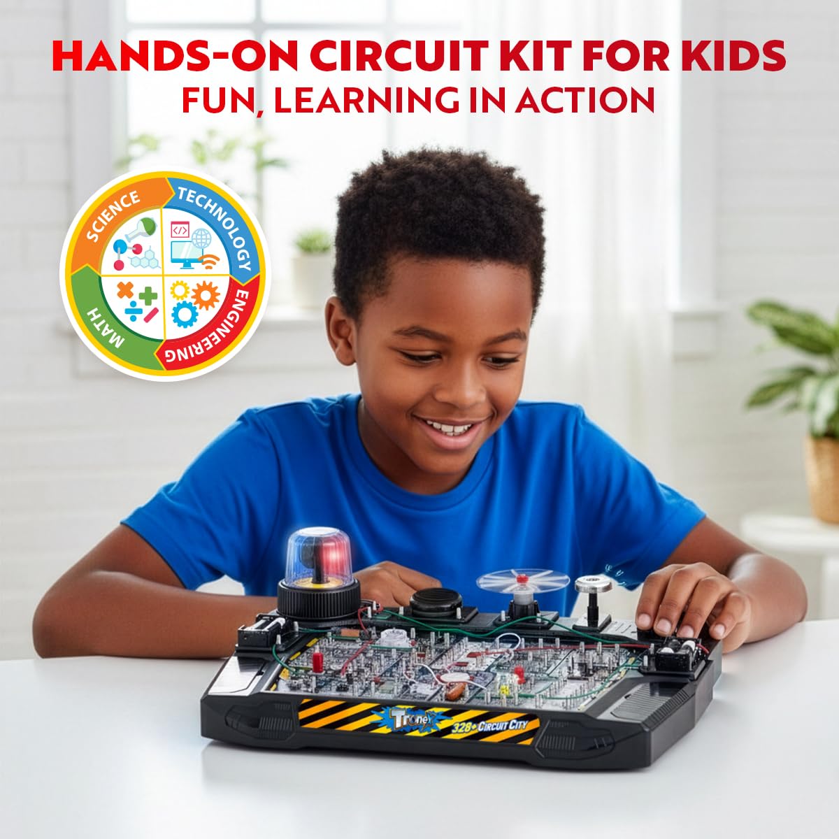 Playz Advanced Electrical Circuit Board Engineering Kit for Kids with 328+ STEM Projects on Electricity, Voltage, Currents, Resistance, & Magnetic Science | Gift for Children Age 8-13+