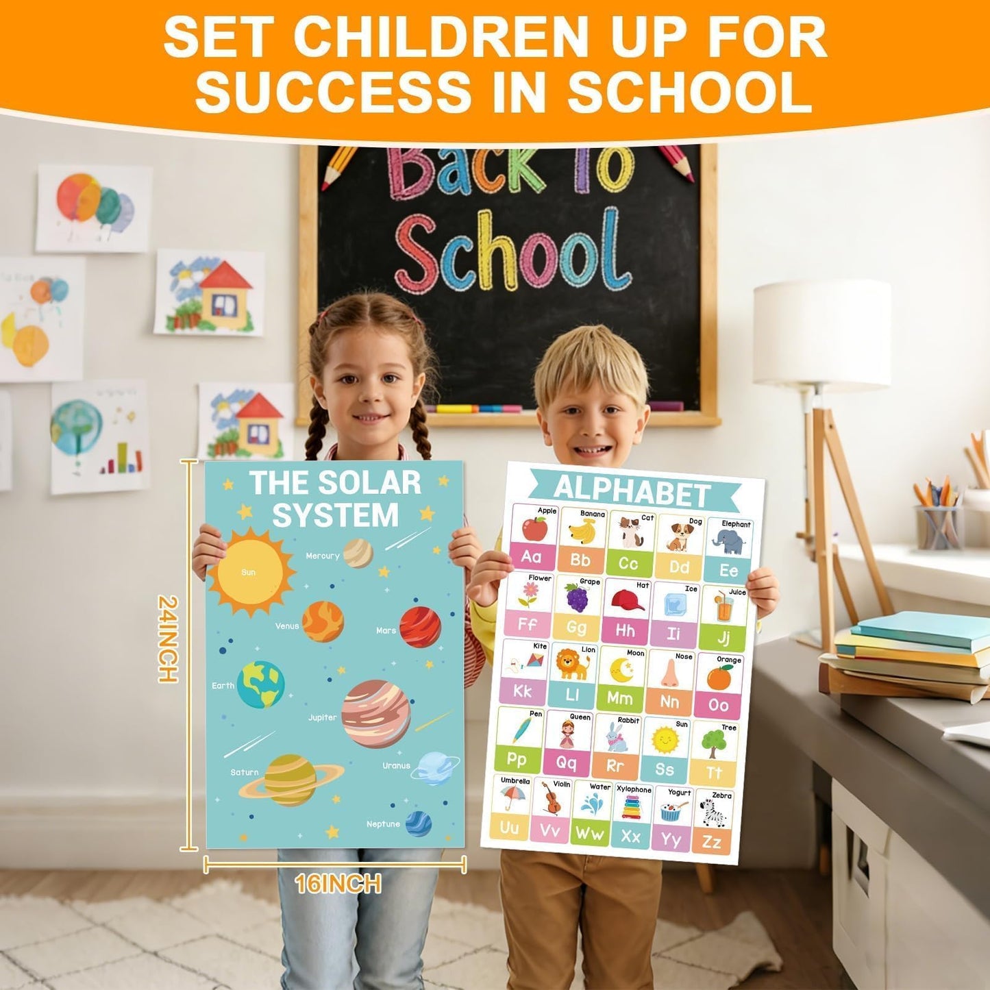 16 Pcs 16”x24” Large Educational Posters for Classroom Decor-Educational Posters for Toddlers 1-3 Learning Poster for Boy Girl Ages 3-5,Kindergarten Preschool Classroom Teacher Must Haves Chart Pastel