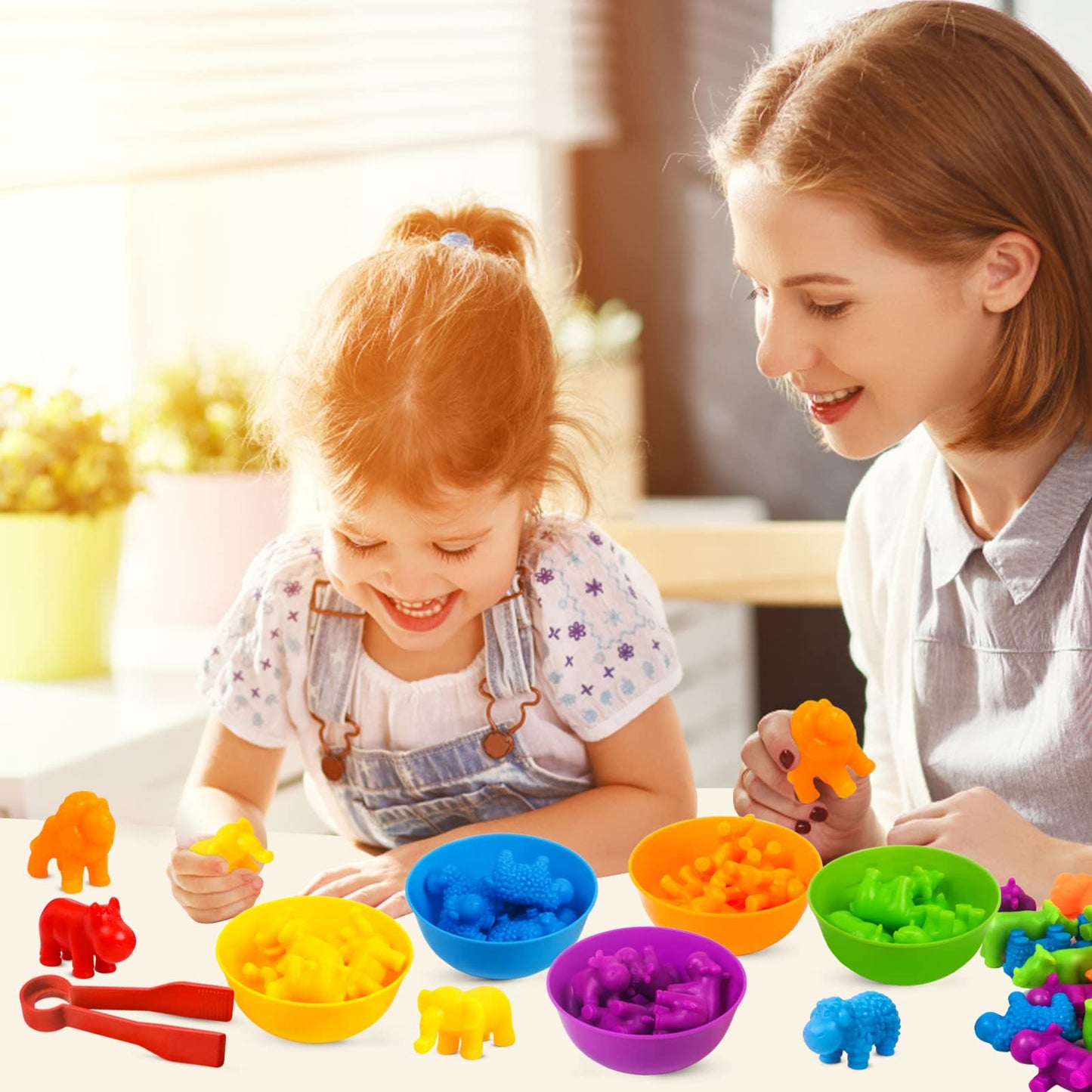 TSYAN Counting Toys Matching Game for Kids with Sorting Bowls Sensory Toys