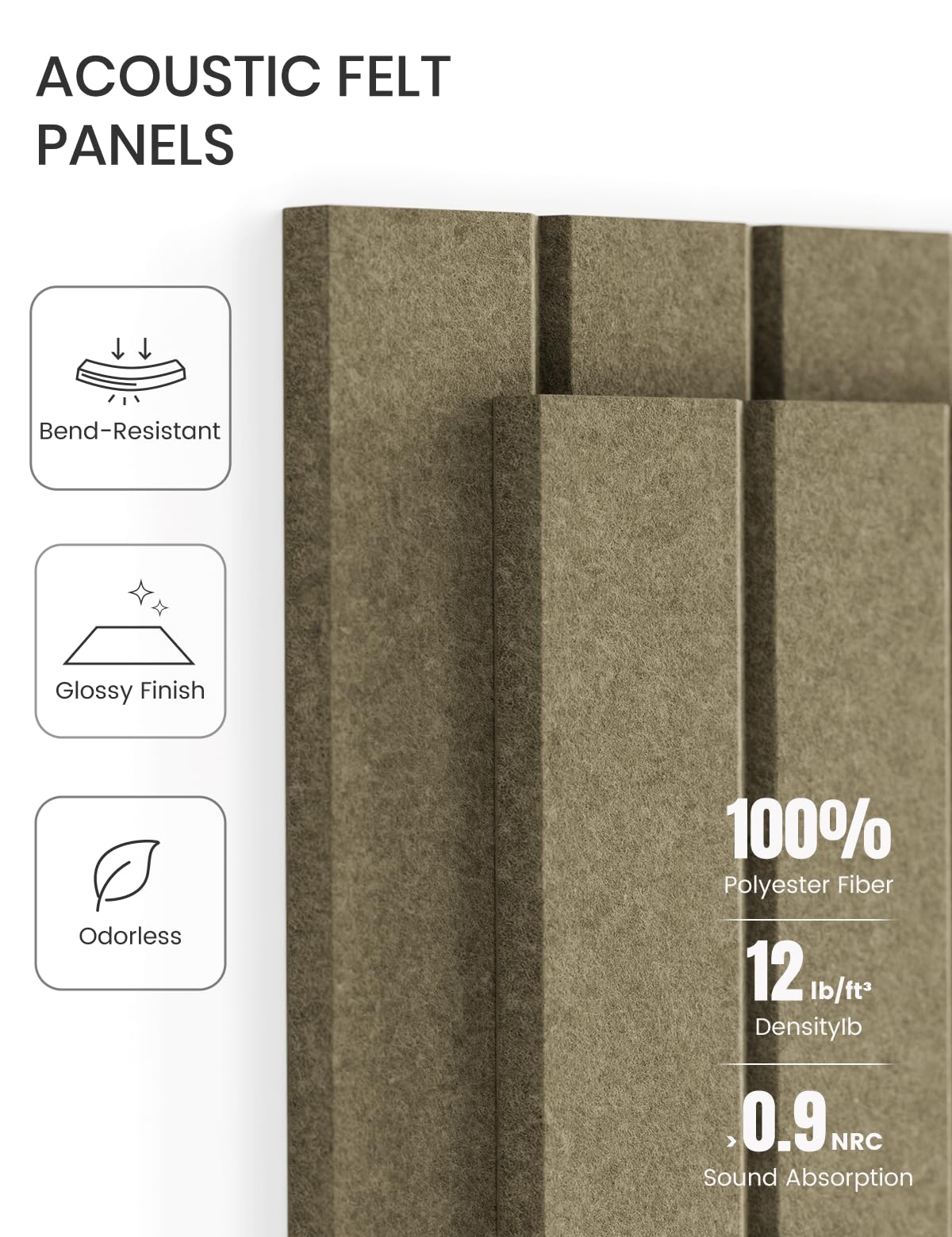 Large Felt Bulletin Board 48" x 36" Cork Board Alternative-12 Pack with 70 Safe Removable Adhesive Tabs, Cork Boards for Walls Cork Board for Home Office Classroom Pin Board-Earth Brown