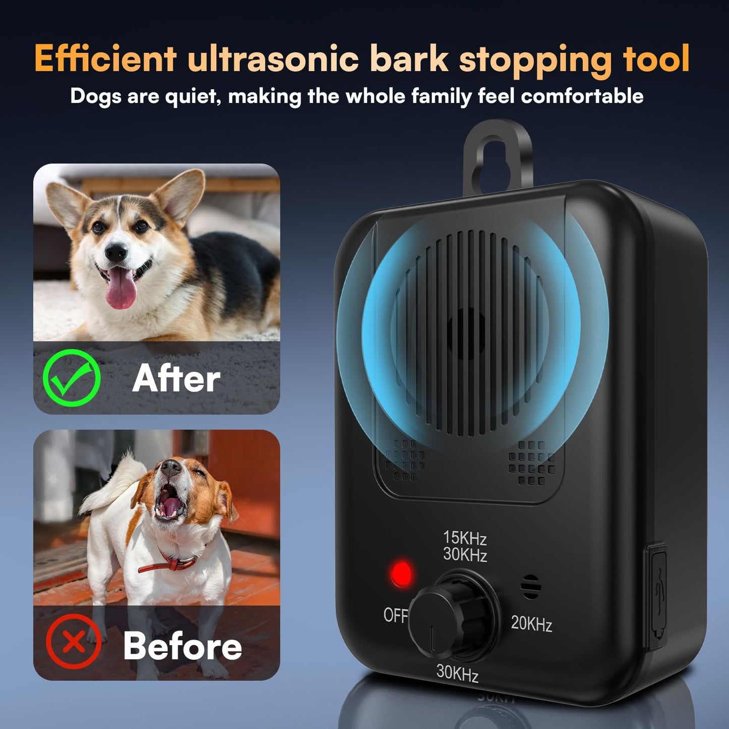 coprisin Anti Barking Devices, Auto Barking Control Devices with 3 Modes, Rechargeable Ultrasonic Dog Barking Deterrent Devices Bark Box, Effective Stop Barking Dog Devices for Indoor & Outdoor Use 9
