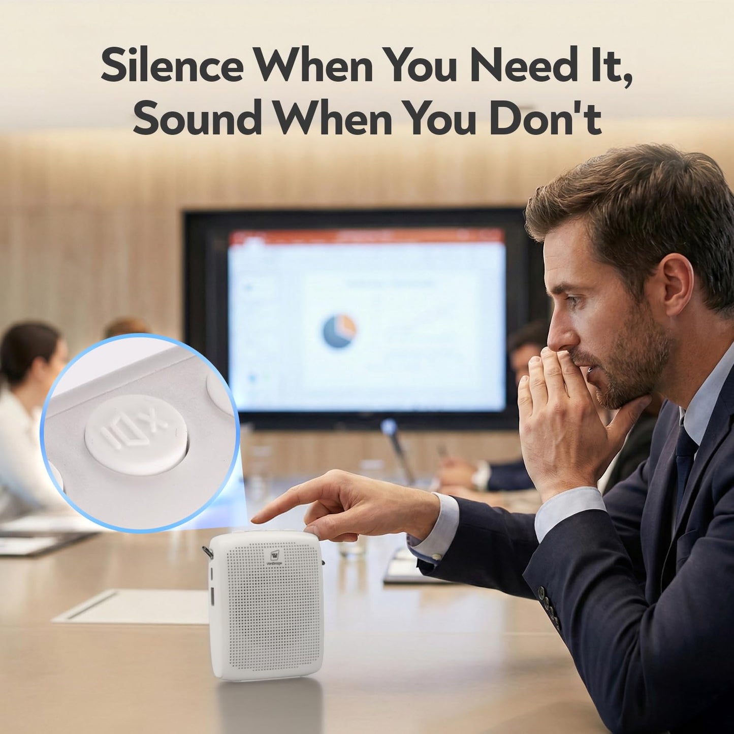 WinBridge Wireless Voice Amplifier -15W Bluetooth Headset Mic, Portable PA System for Teachers, Teacher Microphone for Classroom, 12-15H Battery, Small Presentation Speaker Sound Amplifier WB002 White