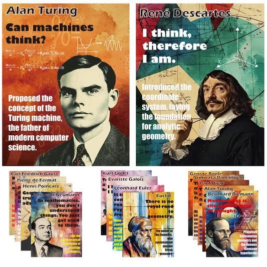 1step2dream Mathematician Posters Set | Math Classroom Decor, Middle School Math Posters, Engaging Science Classroom Decorations & Bulletin Board Kits - 11x14 Inch Motivational Wall Art for Math Enthusiasts