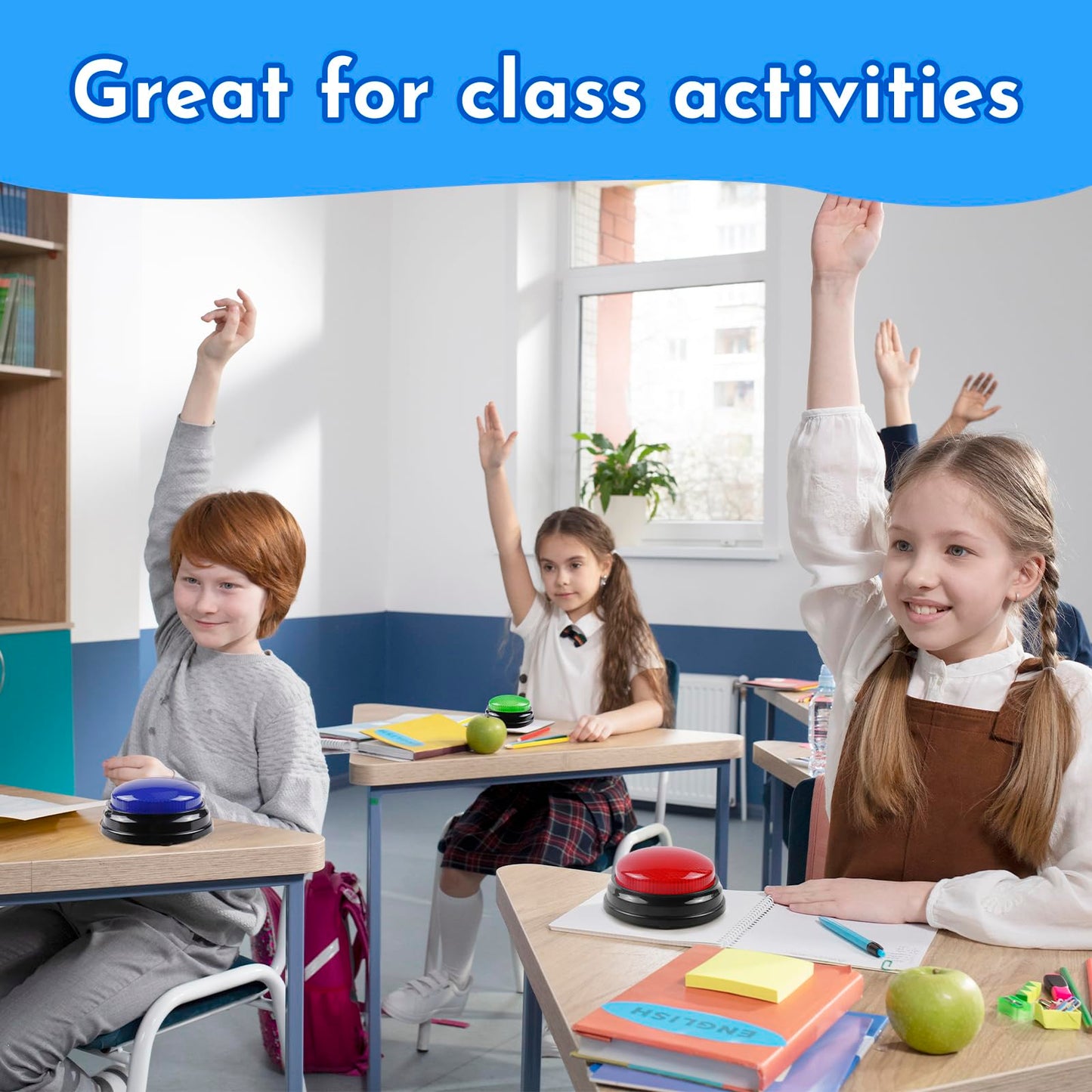 AndiluluBear Buzzers for Trivia Games, Family Feud Buzzers for Adults, Game Buzzers with Lights and Sound, Answer Buzzers for Classroom, Perfect for Family Game and Trivia Nights