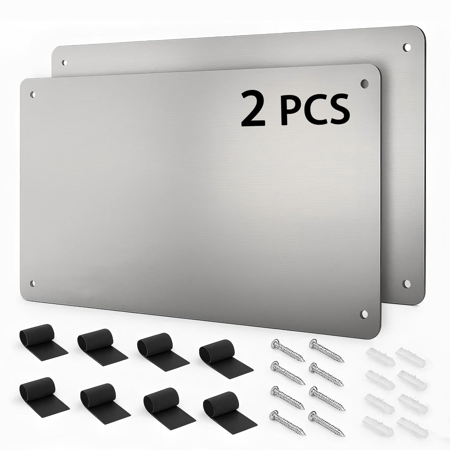 17.1" x 11.8" 2 Pack Alloy Steel Magnetic Board - Magnet Bulletin Board to Display Magnetic Letters Numbers Animal, Poetry, Spice Jars, Notes, Photos, Suitable for Wal (2)