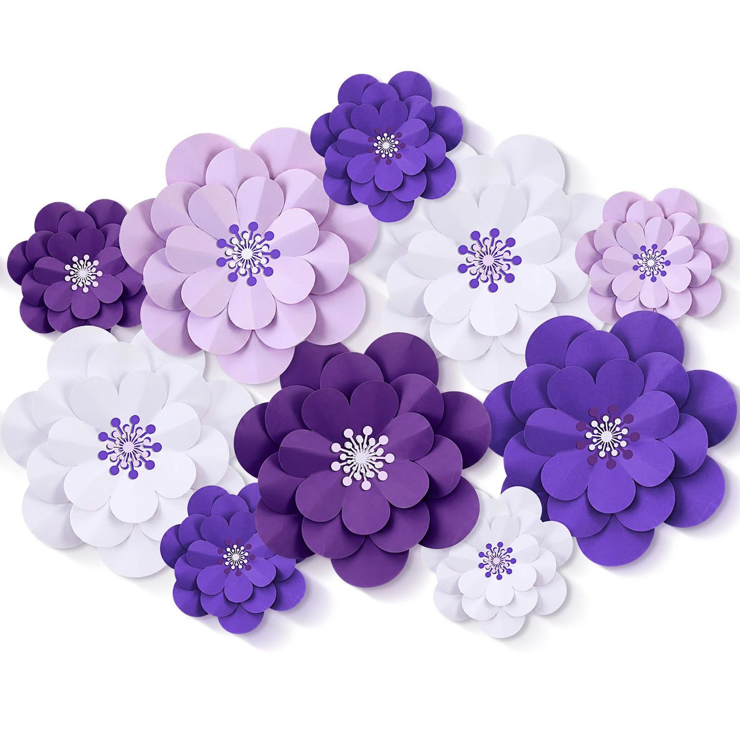 Mooliwe Paper Flowers Decorations for Wall DIY 3D Paper Bulletin Board Mexican Flowers Backdrop Decoration for Classroom Back to School Holiday Party(Purple,12 Set)
