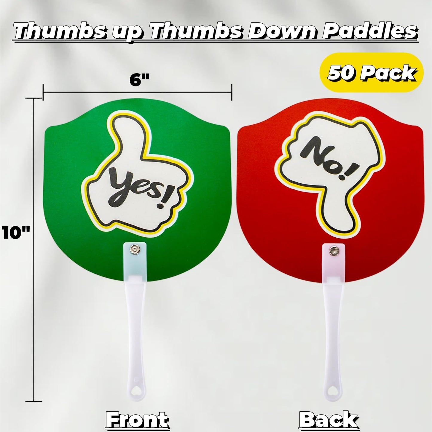 Tlence 50 Pack Thumbs up Thumbs Down Paddles, Handy Yes or No Classroom Voting Signs, Plastic Double-sided Red and Green Paddle for Student Response Classroom Interaction