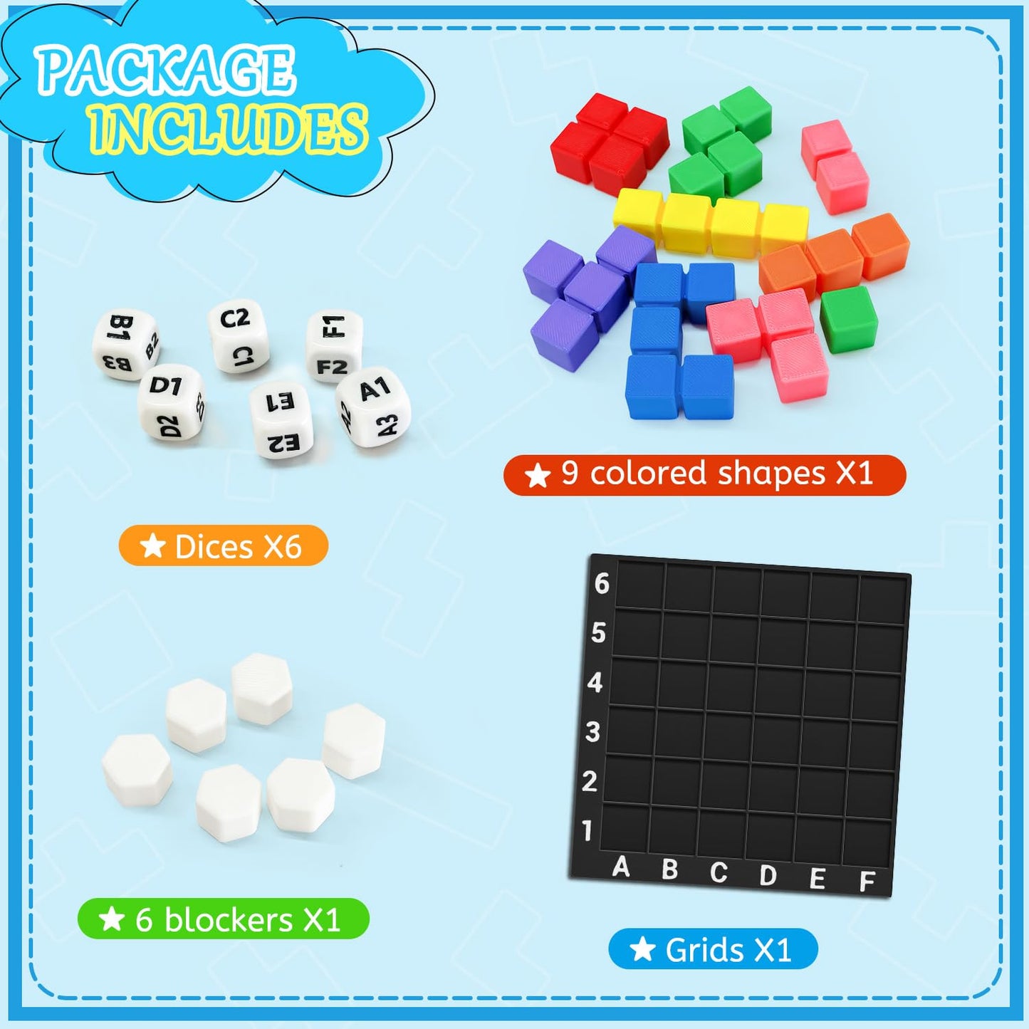 NONSOMPLE STEM Puzzle Game The Brain Square with 160000+ Solutions Pattern Matching Blocks Brain Teaser Toy Roll Dice & Race Your Opponent to Fill Grid for Kids Birthday (Single Player)
