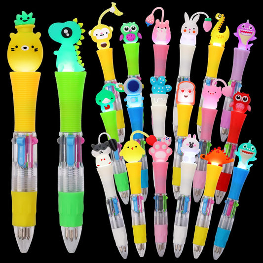 CZWZ 20Pcs Multicolor Pens in One 4-in-1 Cute Pens Bulk, Ballpoint Pen for Birthdays and Parties, Fun Gifts Assorted Ink Kawaii Pen(Style-2)