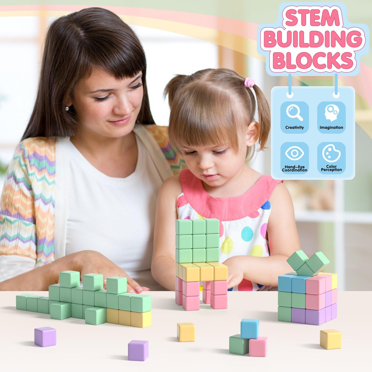 Apluses 104PCS Magnetic Blocks, Essential Creative Learning Toys for Kids | Preschool Montessori Sensory Autism-Friendly Magnet Toys for Boys and Girls Ages 3-6