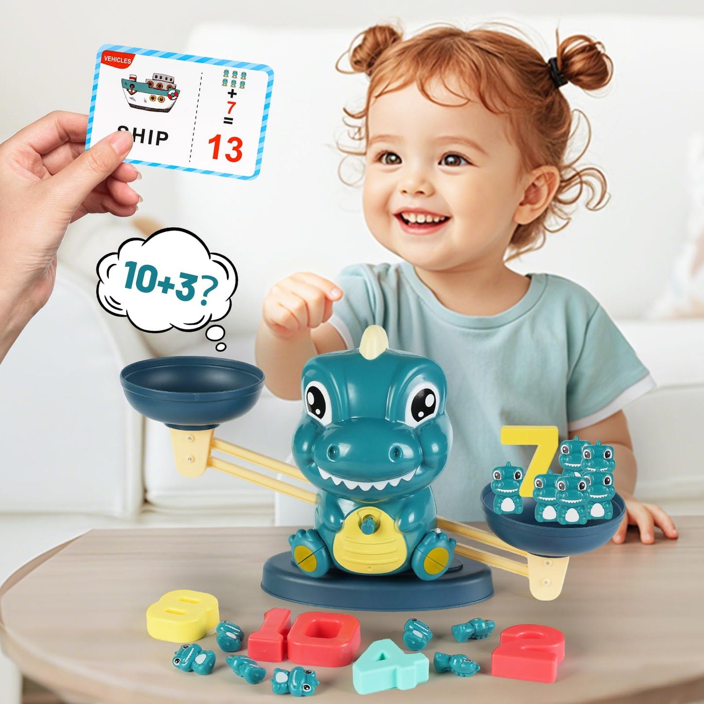 ISMETACU Dinosaur Balance Toy for Kids – Montessori Math Game and Counting Tool for Preschool Learning, Educational Activity Set for 3 Year Old and Up, Cool Classroom Must-Have