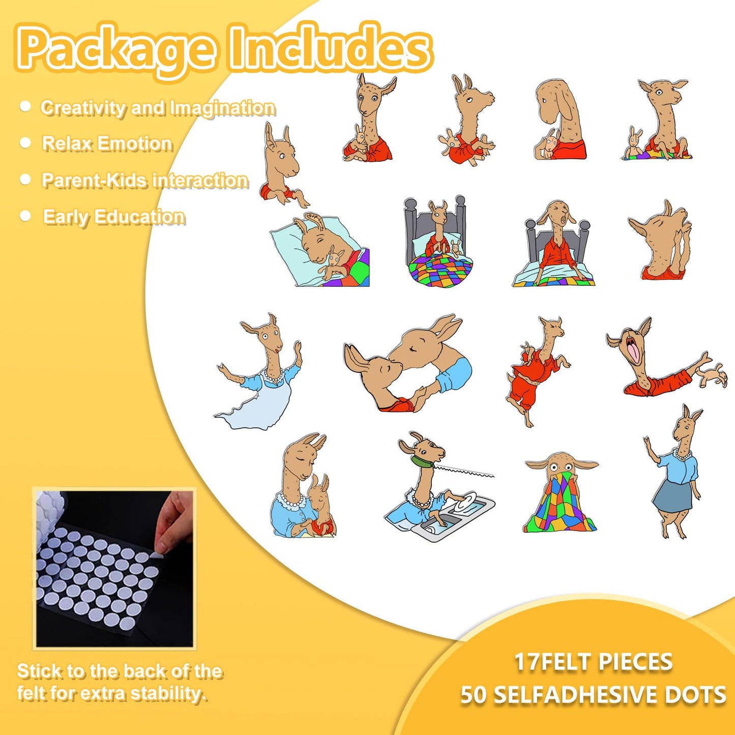 Thryvomniq Llama Llama Red Pajama Felt Story Board Pieces Preschool Storytelling Activies Felt Board Stories Interactive Learning Toys(17Felt Pieces)